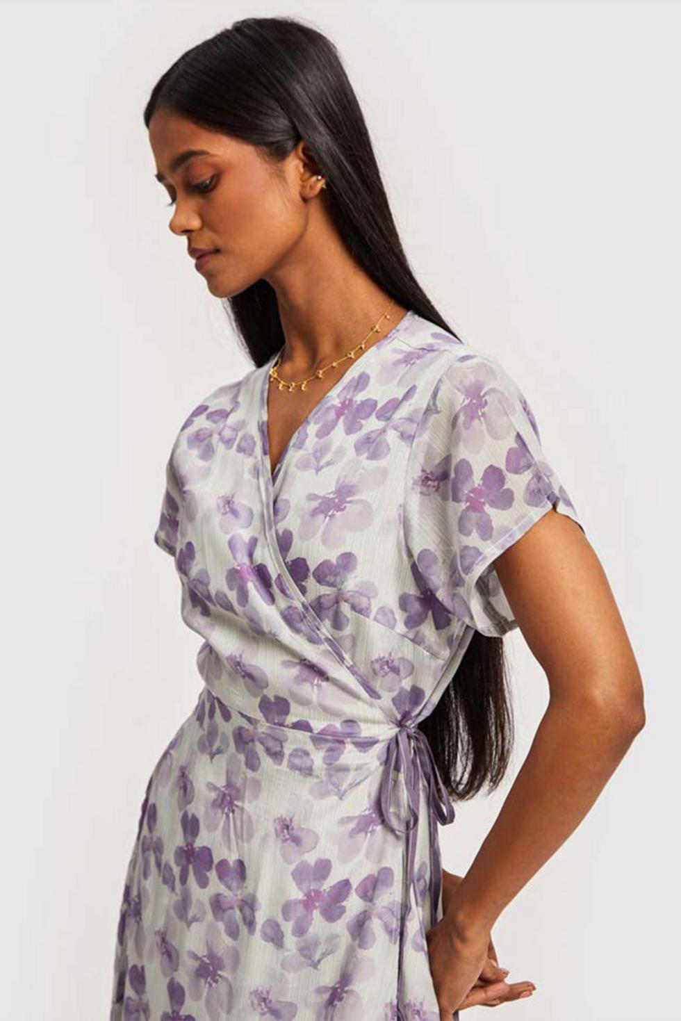 Mist Short Wrap Dress - Purple Mist