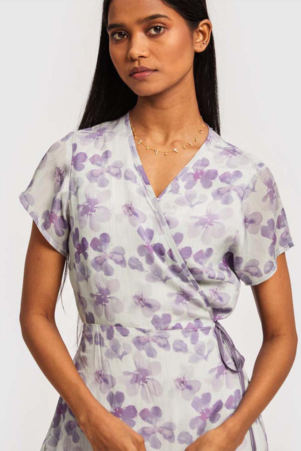 Mist Short Wrap Dress - Purple Mist