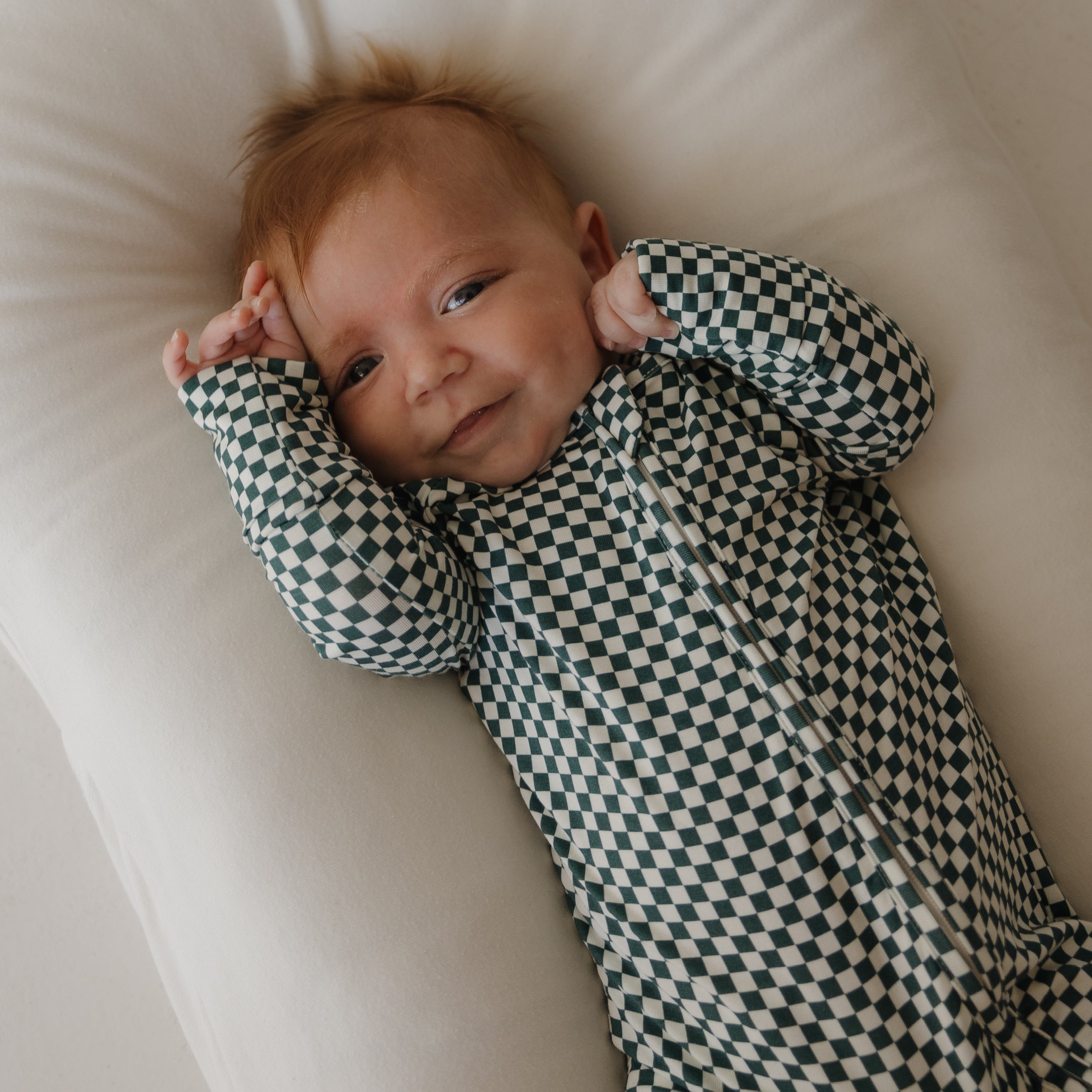 Bamboo Zip Pajamas | Lucky Micro Check