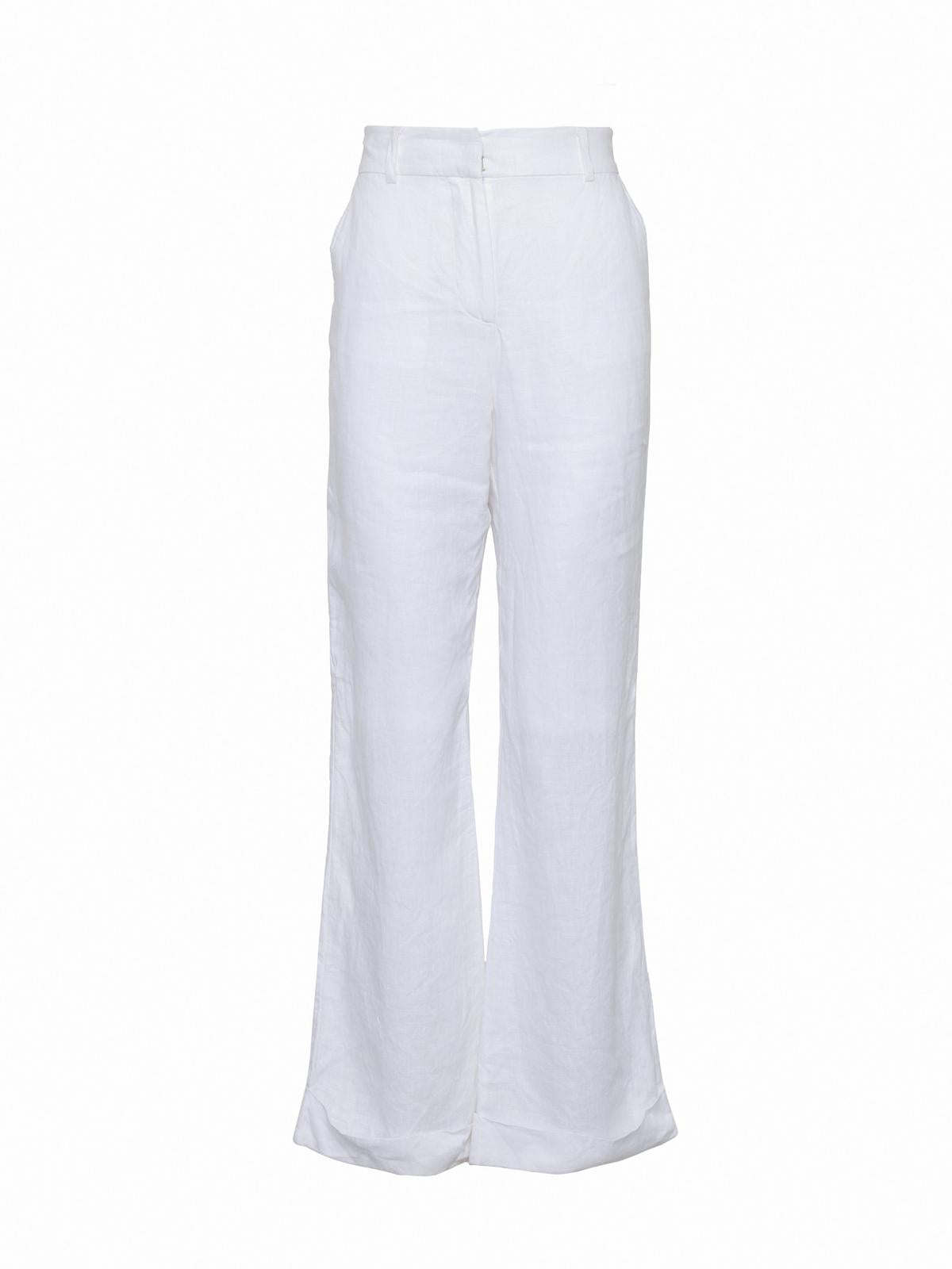 Ada Linen Pants - White Linen