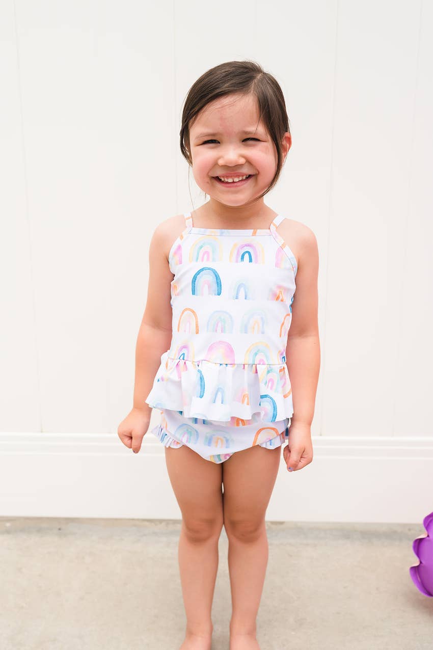 Emma Swim in Watercolor Rainbow  Ollie Jay   