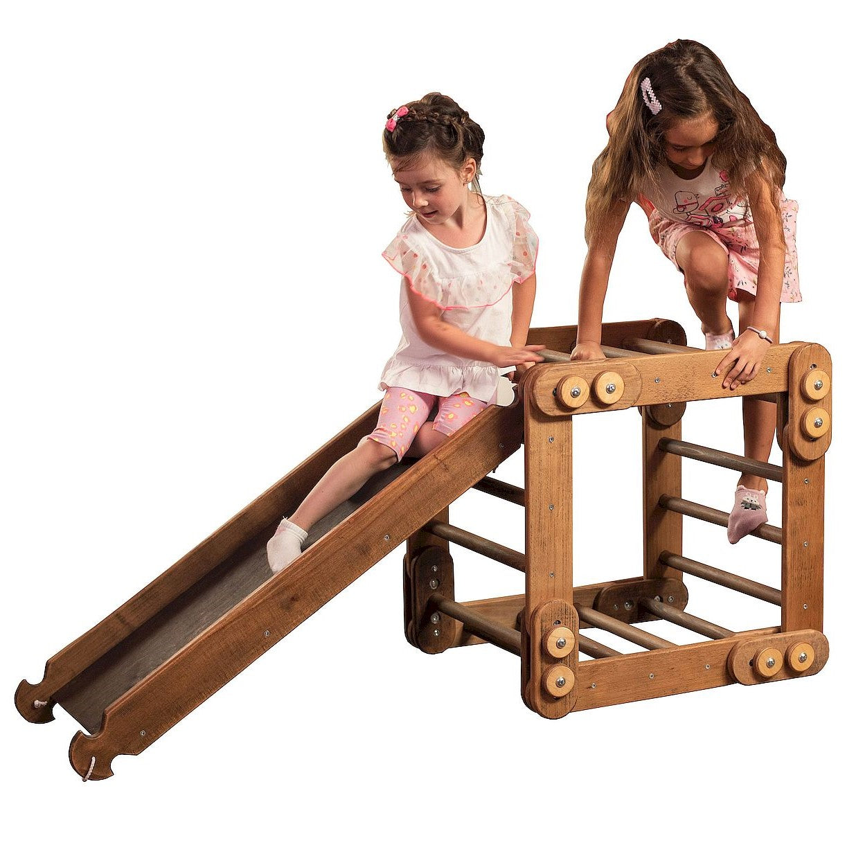 Montessori Climbing Frame Set 2in1: Snake Ladder + Slide Board/Climbing Ramp | Chocolate 2in1 Playsets Goodevas Chocolate  