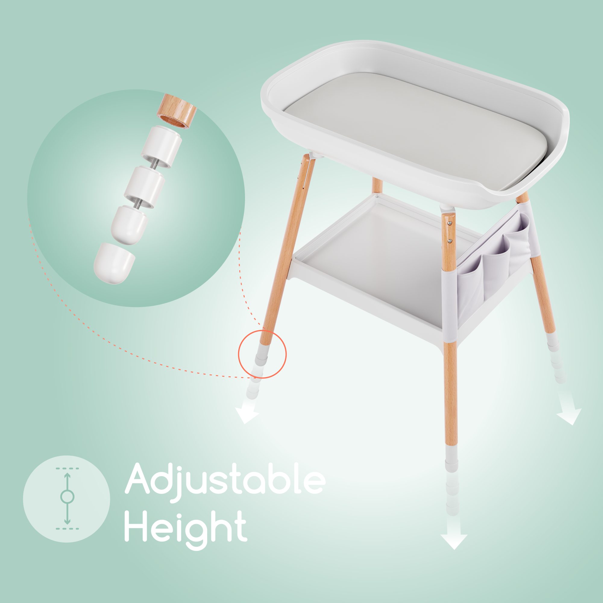 Deluxe Diaper Changing Table (Changing Pad Included)  Children of Design   