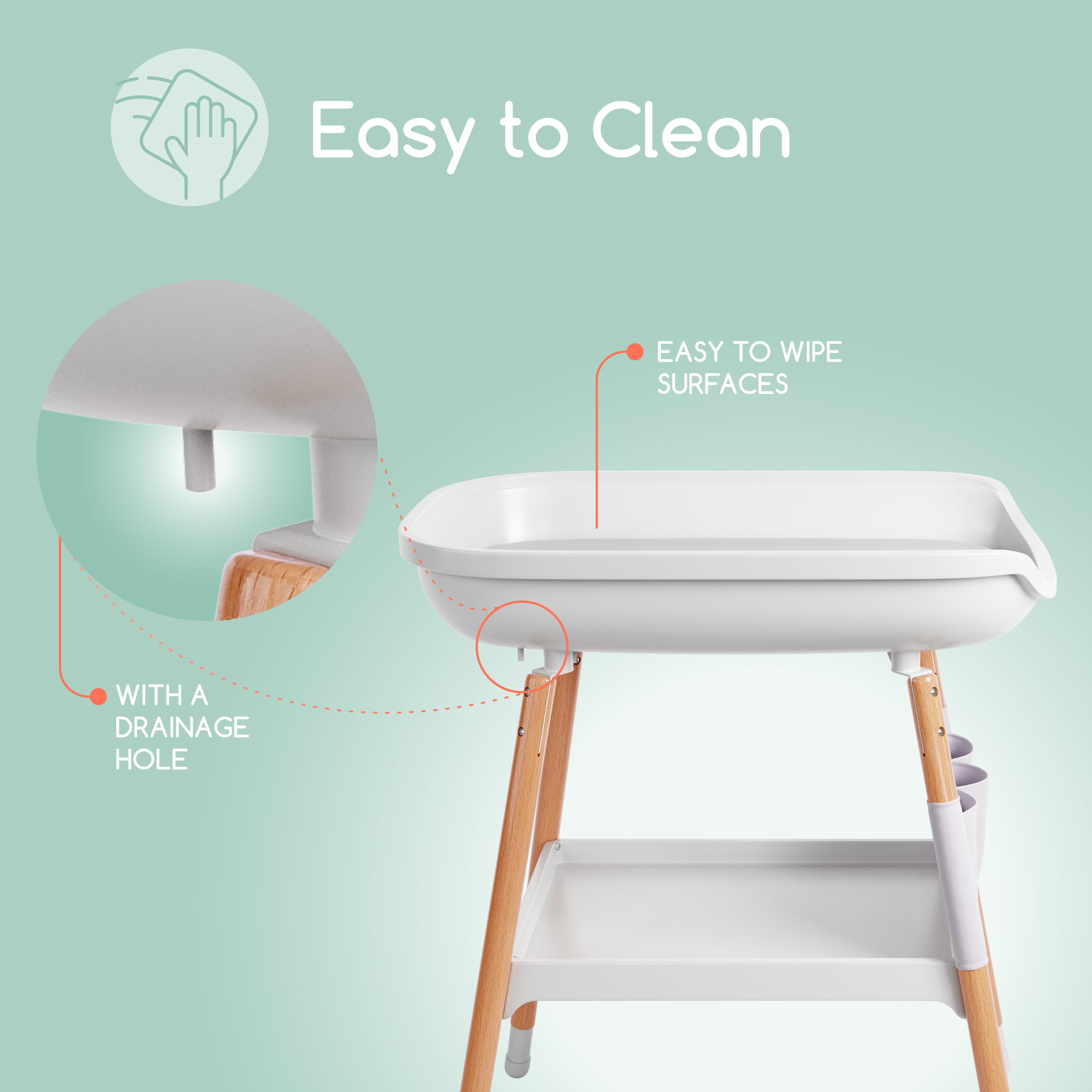 Deluxe Diaper Changing Table (Changing Pad Included)  Children of Design   