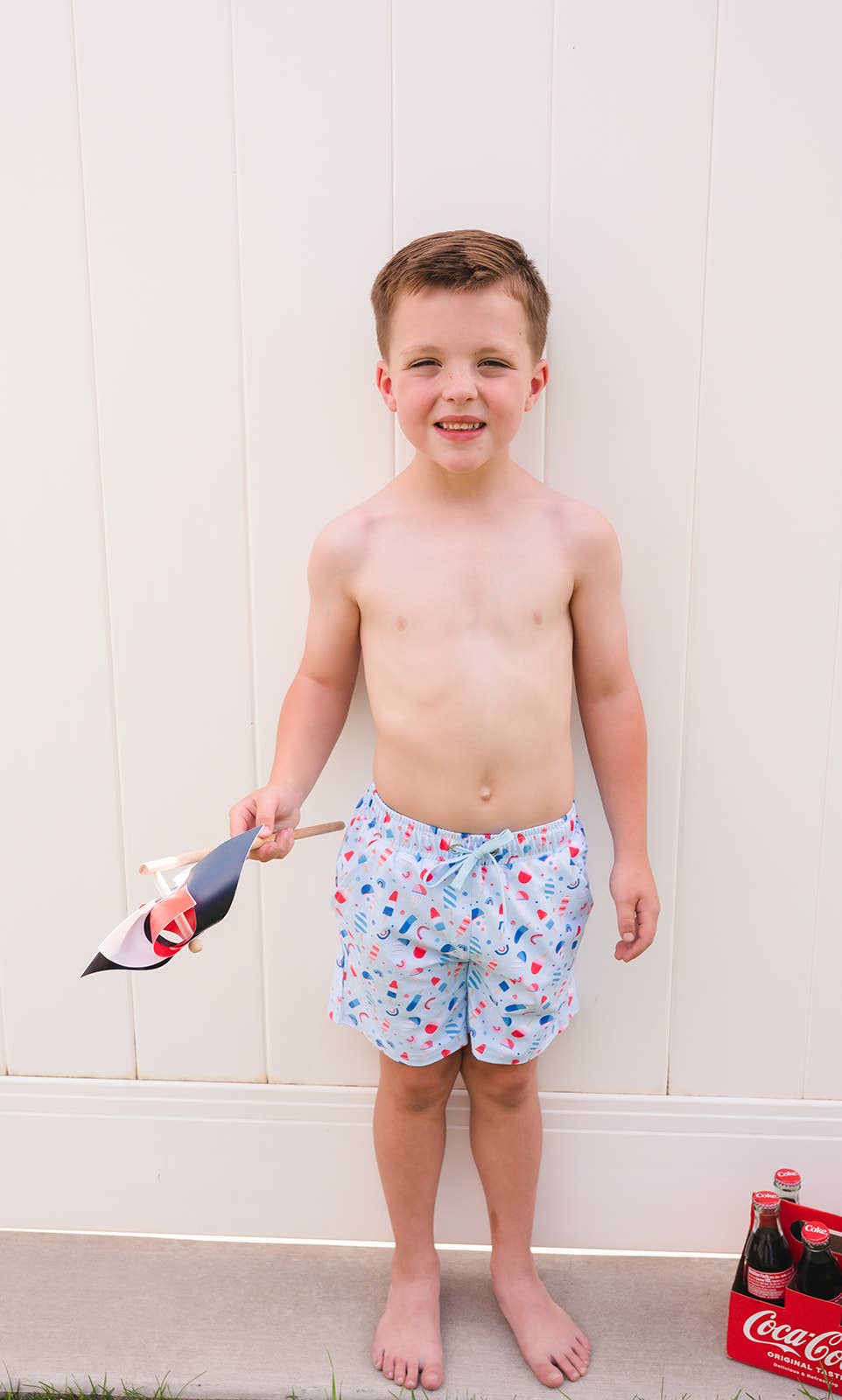 Boy Swim Shorts in Sweet Freedom  Ollie Jay   