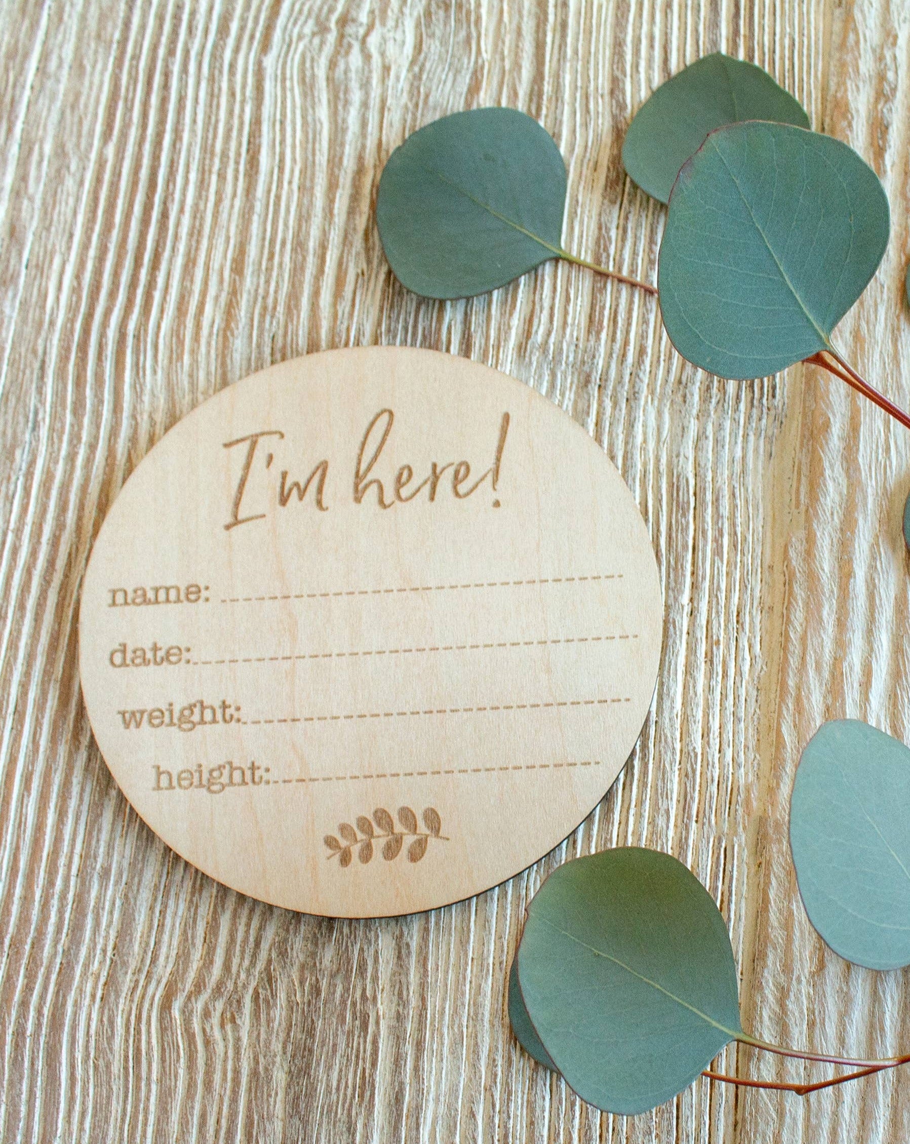 Birth Announcement Wooden Disc Baby Essentials Bebe Au Lait   