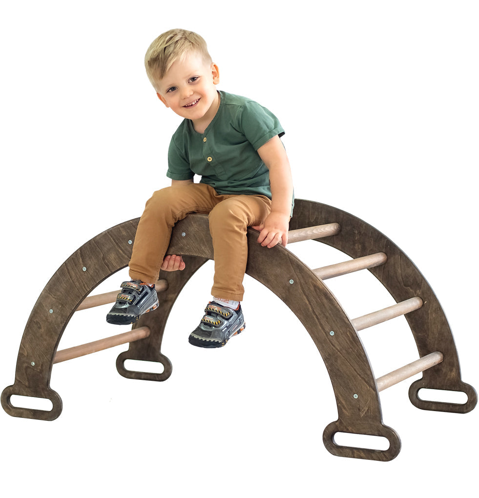 Climbing Arch & Rocker Balance - Montessori Climbers for Kids 1-7 y.o. – Chocolate Single Ladders Goodevas   