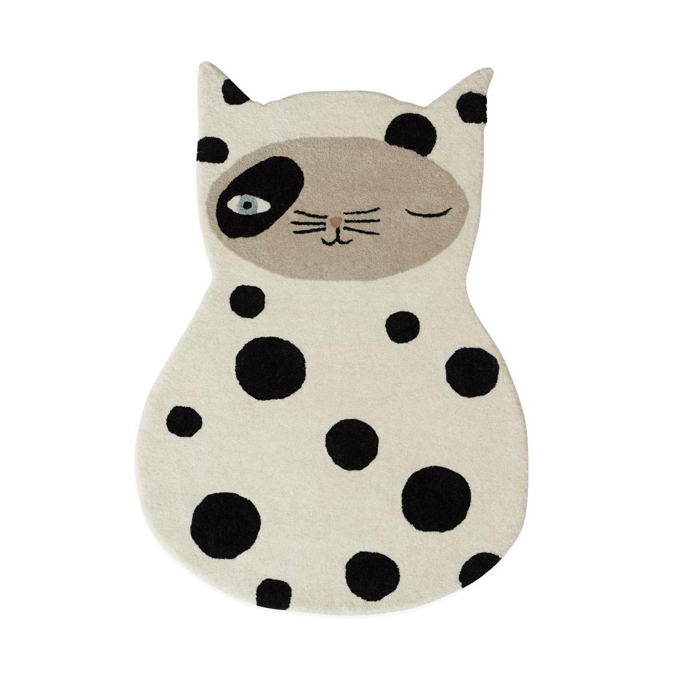 Zorro Cat Rug - Offwhite / Anthracite Rugs OYOY   