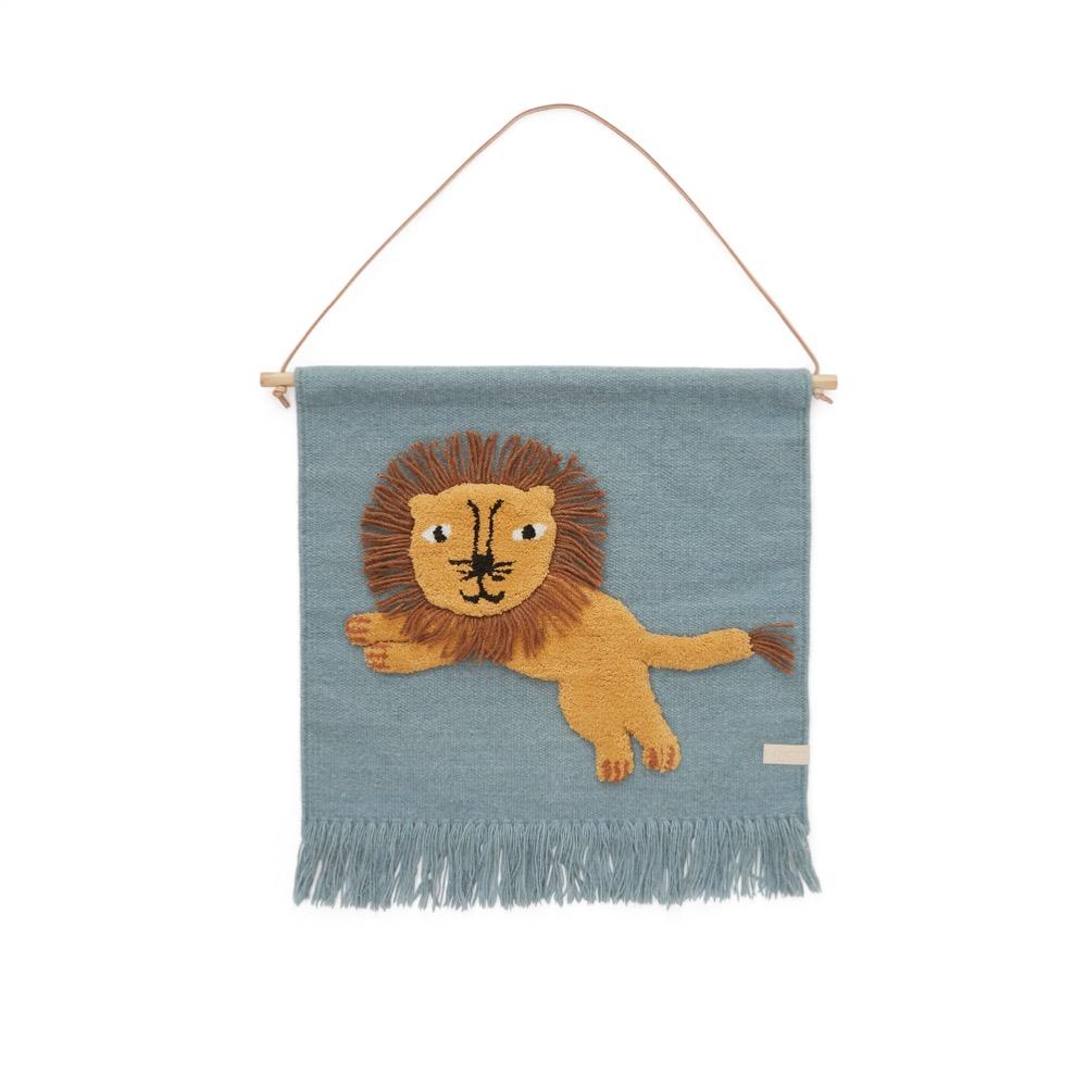 Jumping Lion Wallhanger - Tourmaline Rugs OYOY   