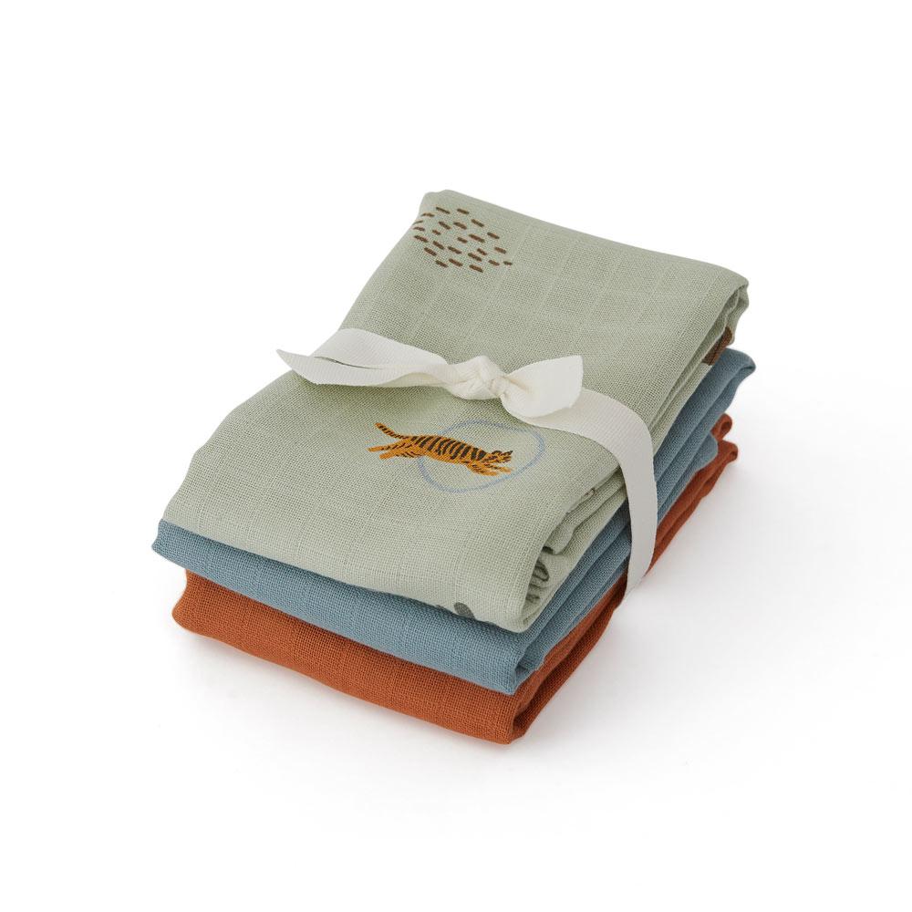 Muslin Square - Tiger - 3 Pcs/Pack - Green  OYOY   