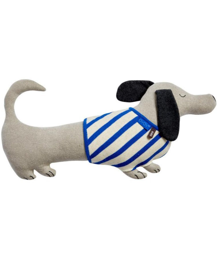 Slinkii Dog Cushion - Beige / Dark Blue Stuffies OYOY   