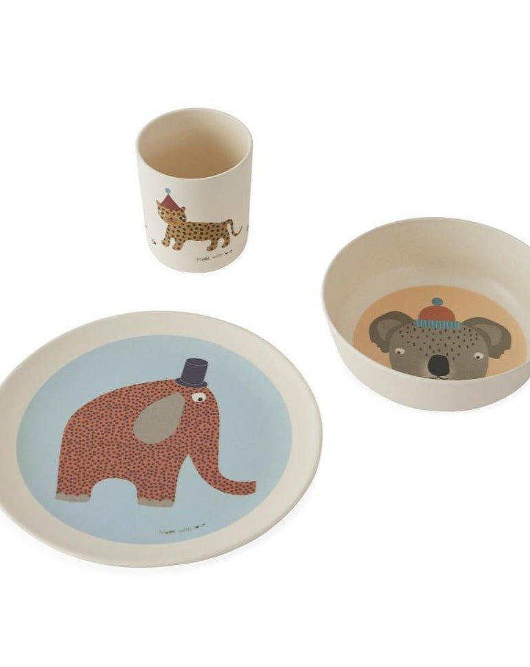 Hathi Bamboo Tableware Set - Offwhite Baby Essentials OYOY   