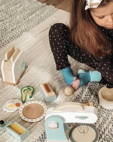 Mini Chef Breakfast Toaster Set Wooden Toys Tender Leaf   