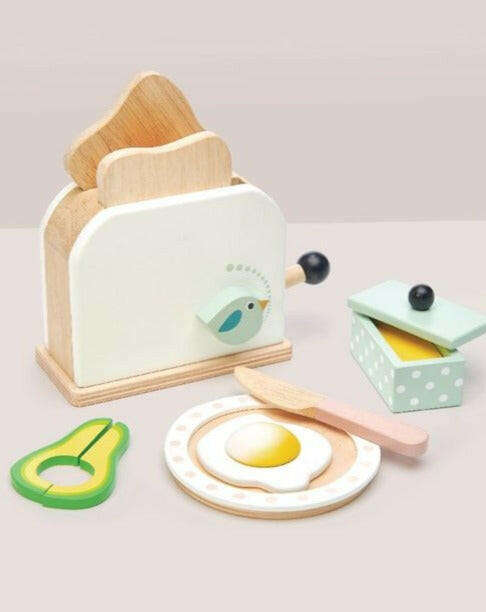 Mini Chef Breakfast Toaster Set Wooden Toys Tender Leaf   