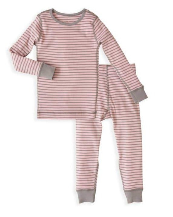 Organic  Long Sleeve Pajamas Pink/Gray