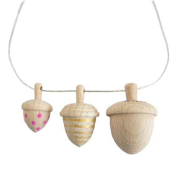 Dongri - Mini Acorn Spinning Top Necklace Kids Toys kiko+ and gg* Pink Gold  