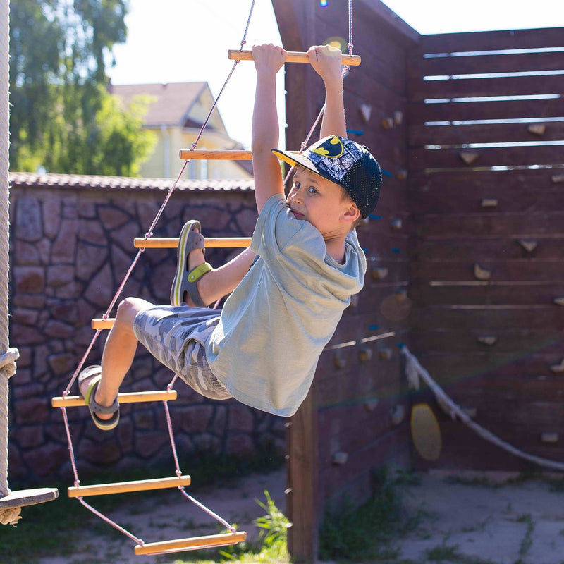 4in1 Swings Set: Rope ladder + Gymnastic rings + Disc swing +