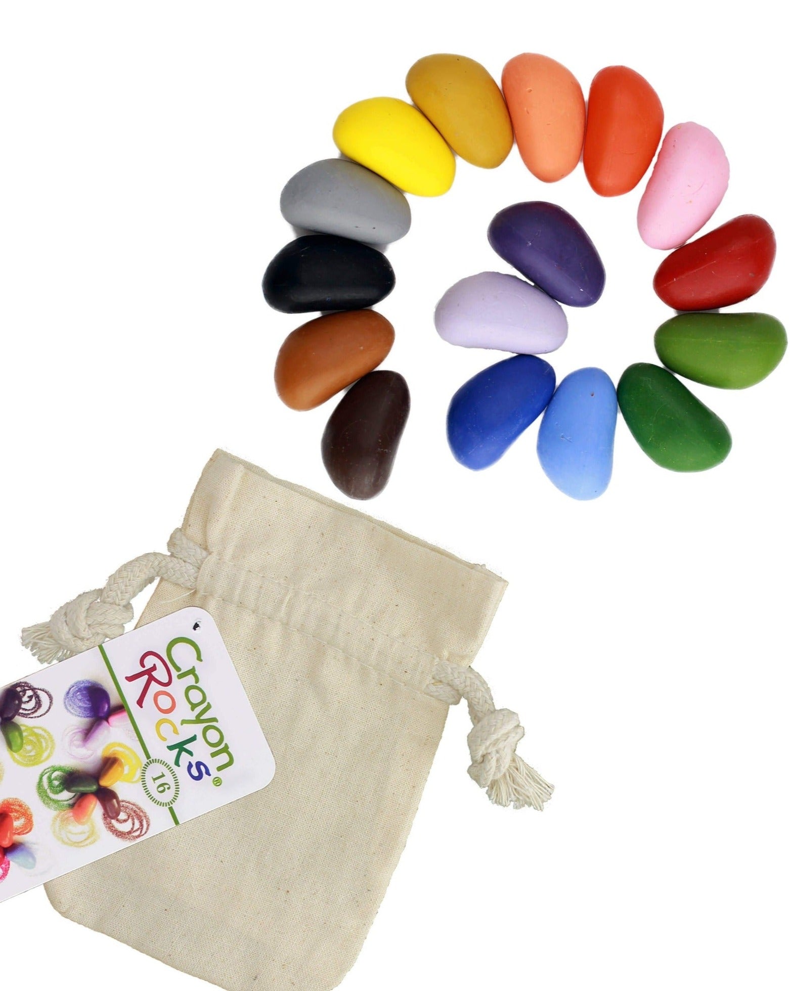 16 Colors in a Muslin Bag Art Supplies Crayon Rocks   