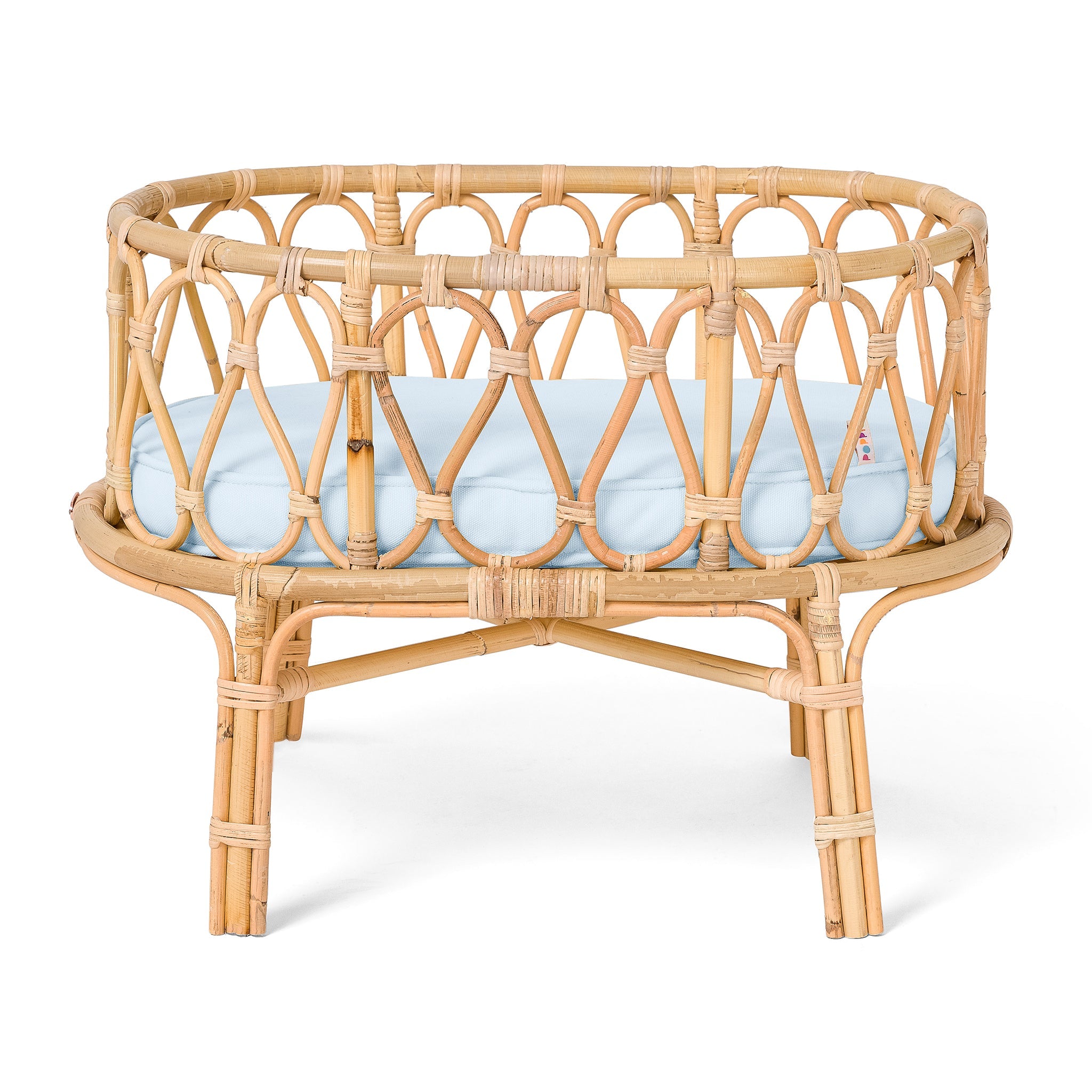 Rattan Doll Crib Classic Collection Toy Poppie Toys Baby Blue  