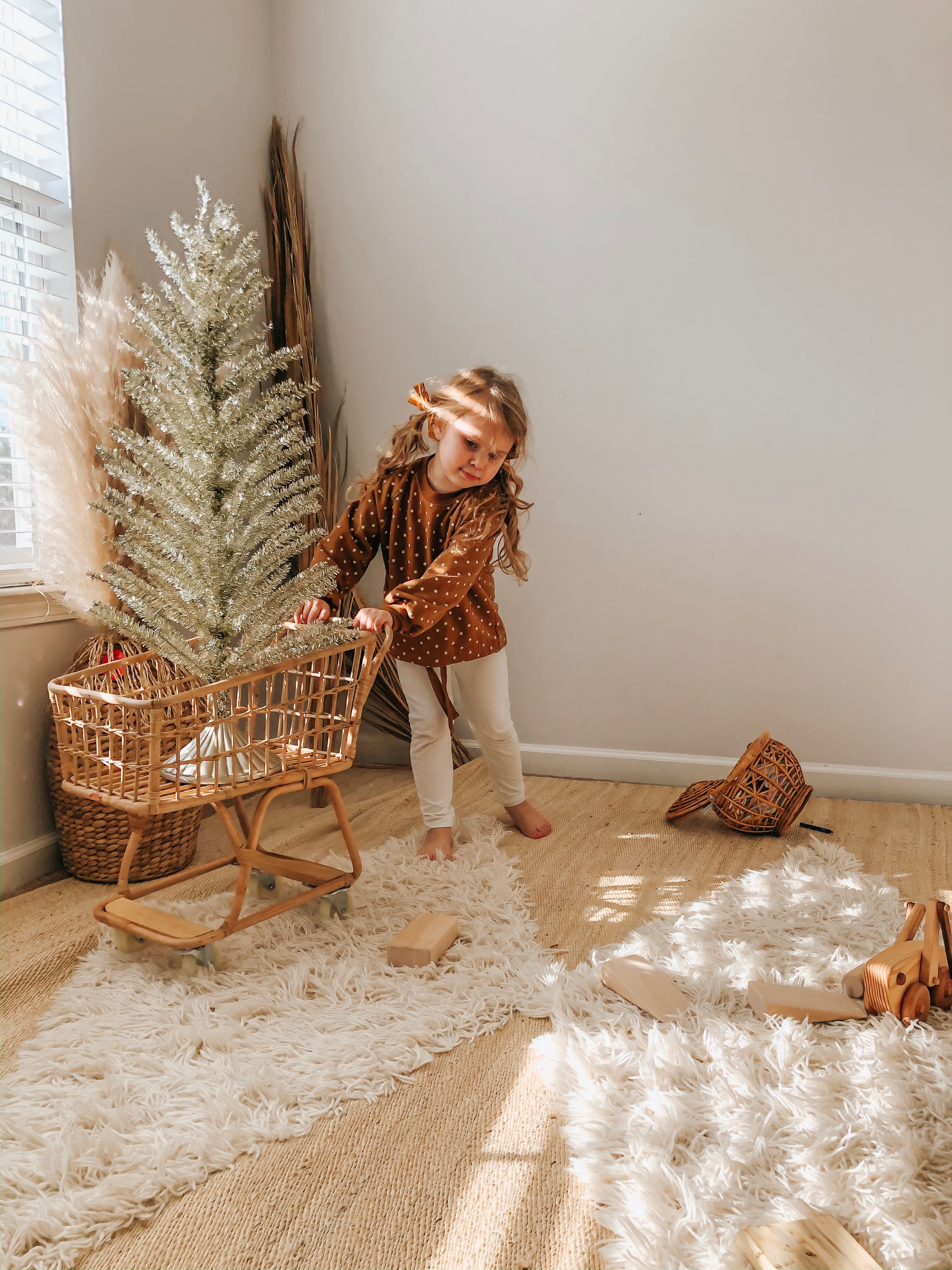 Rattan Toy Shopping Cart  Poppie Toys   