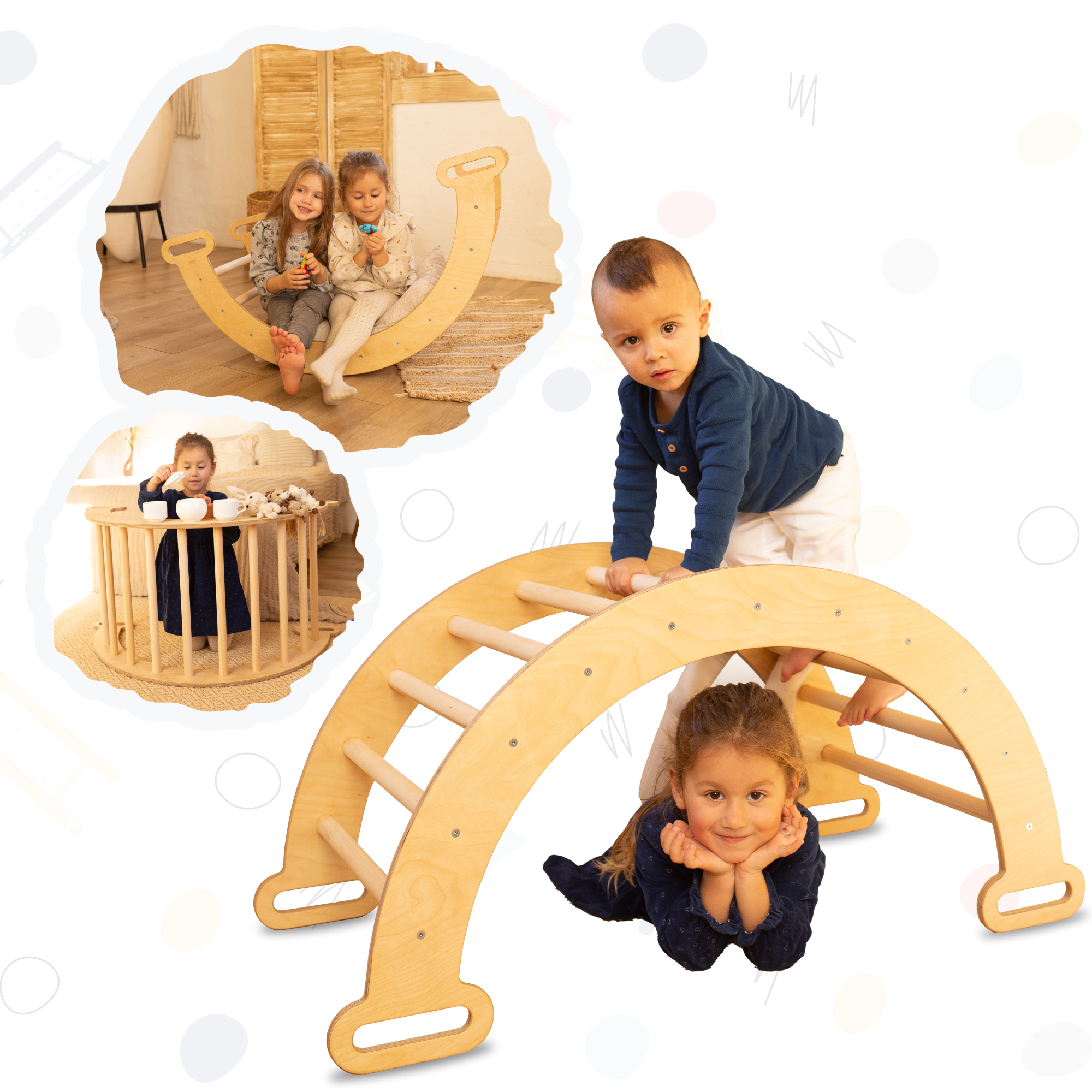 Climbing Arch & Rocker Balance - Montessori Climbers for Kids 1-7 y.o. – Chocolate Single Ladders Goodevas   