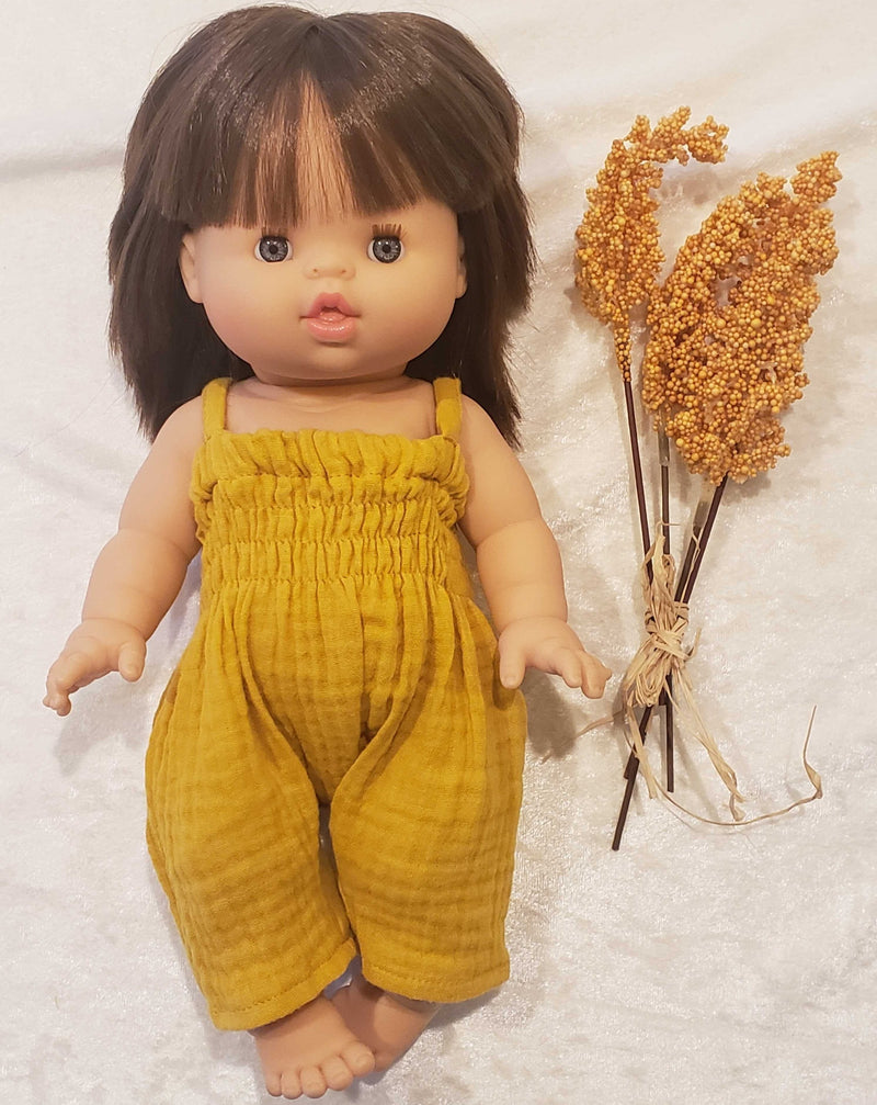 Bonnie cotton jumpsuit Mustard | Minikane Doll Clothes