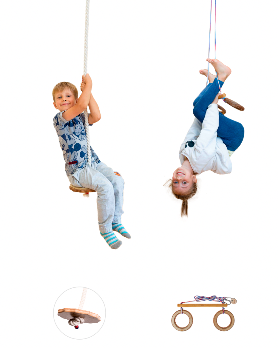 2in1 Swings Set: Disc rope swing + Trapeze bar with rings 2in1 Swing Set Goodevas Default Title  