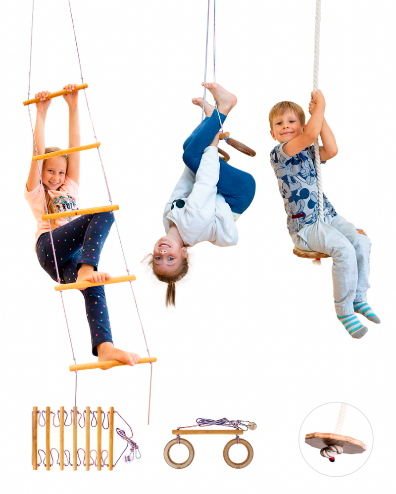 3in1 Swings Set: Rope ladder + Disc Swing + Trapeze bar with rings