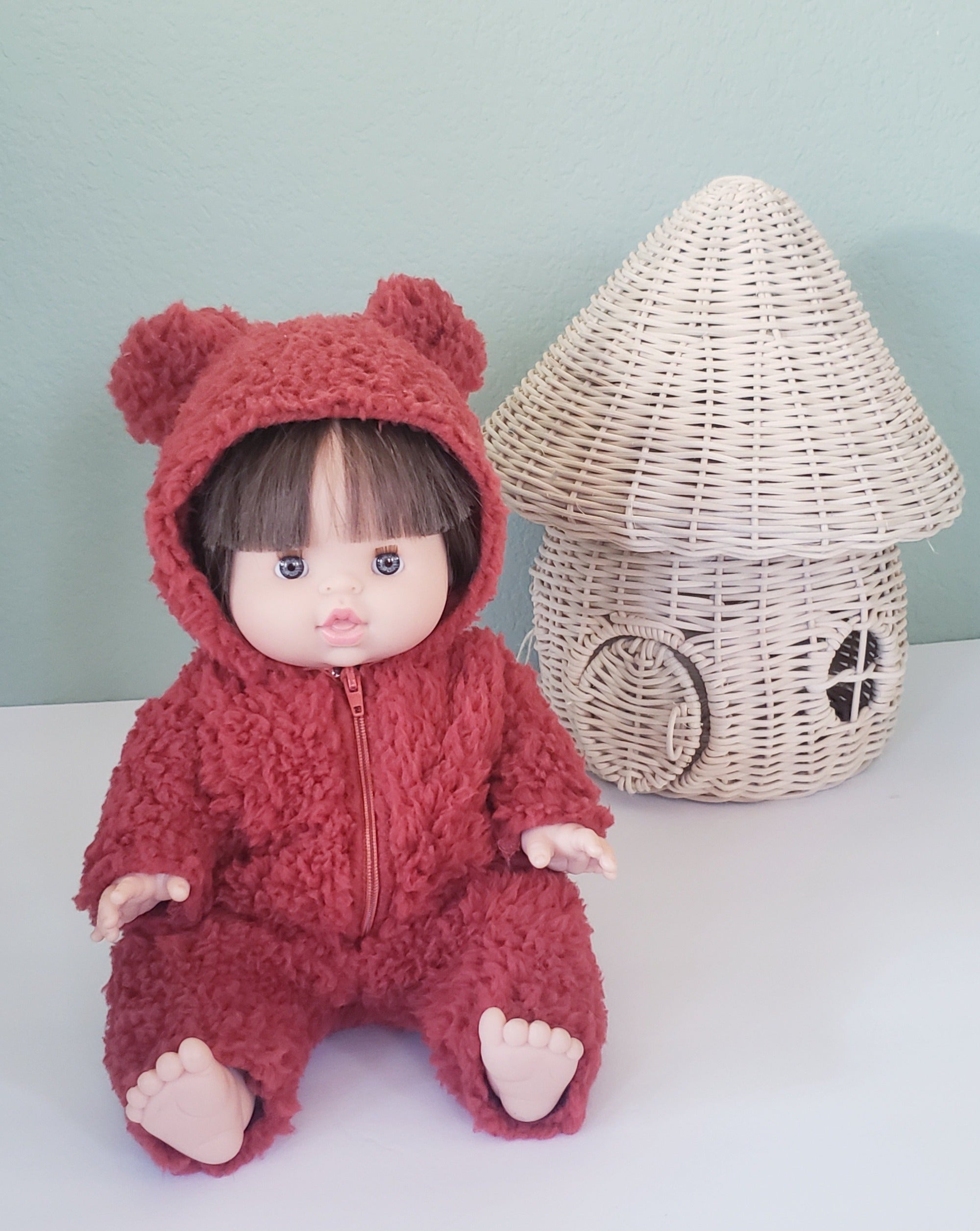 Winnie's Faux Fur Jumpsuit Brique Doll Clothing Minikane   