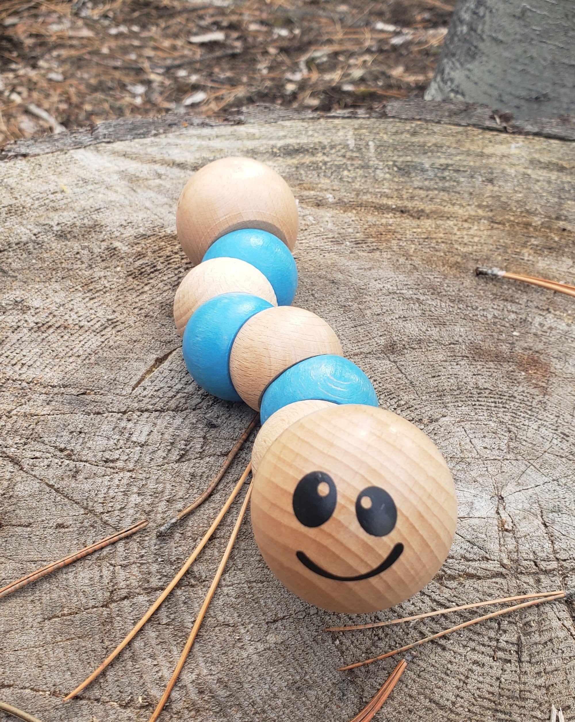 Earthworms - Clutching and Grabbing Toy for Infants - Blue Wooden Toys BeginAgain   