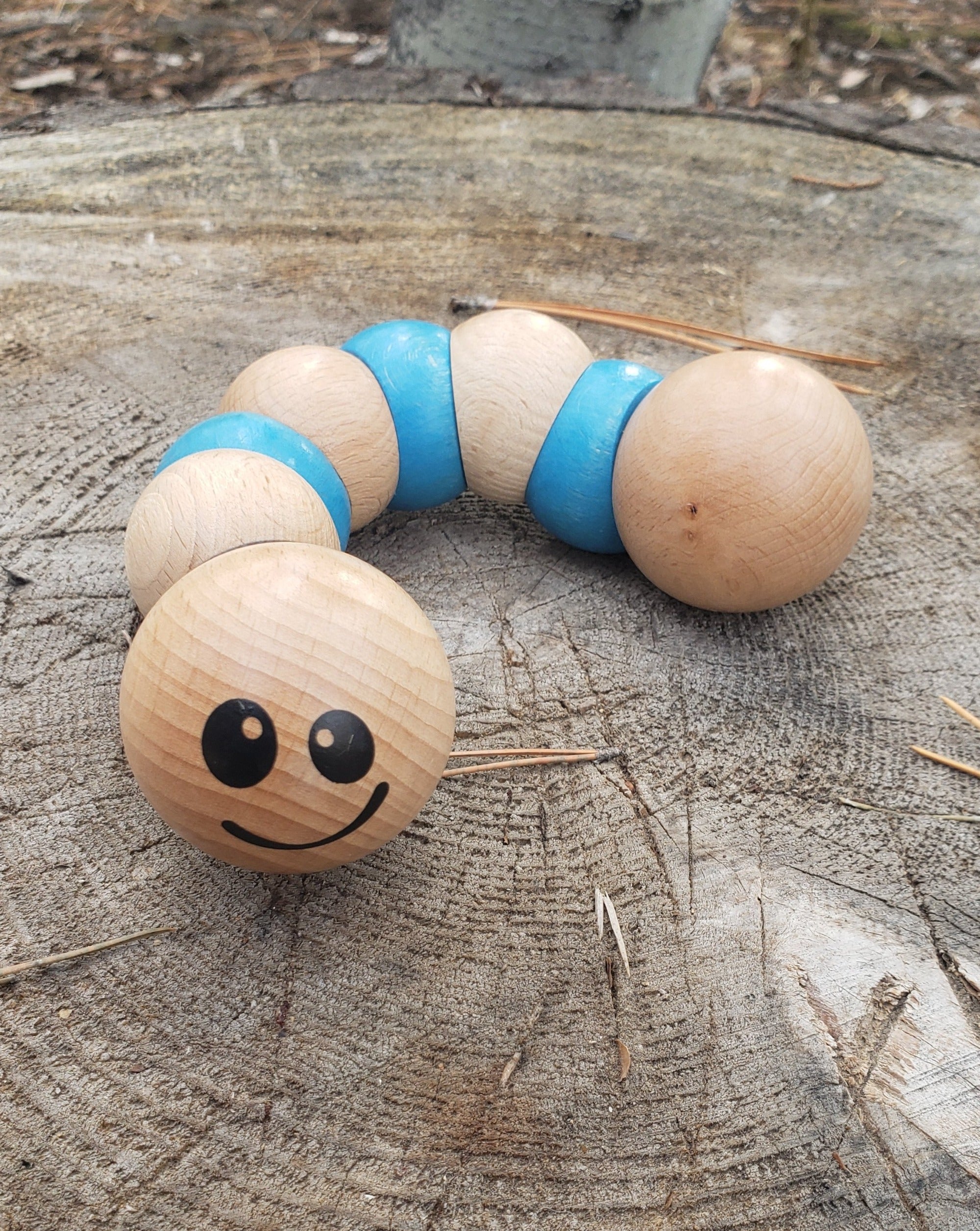 Earthworms - Clutching and Grabbing Toy for Infants - Blue Wooden Toys BeginAgain   