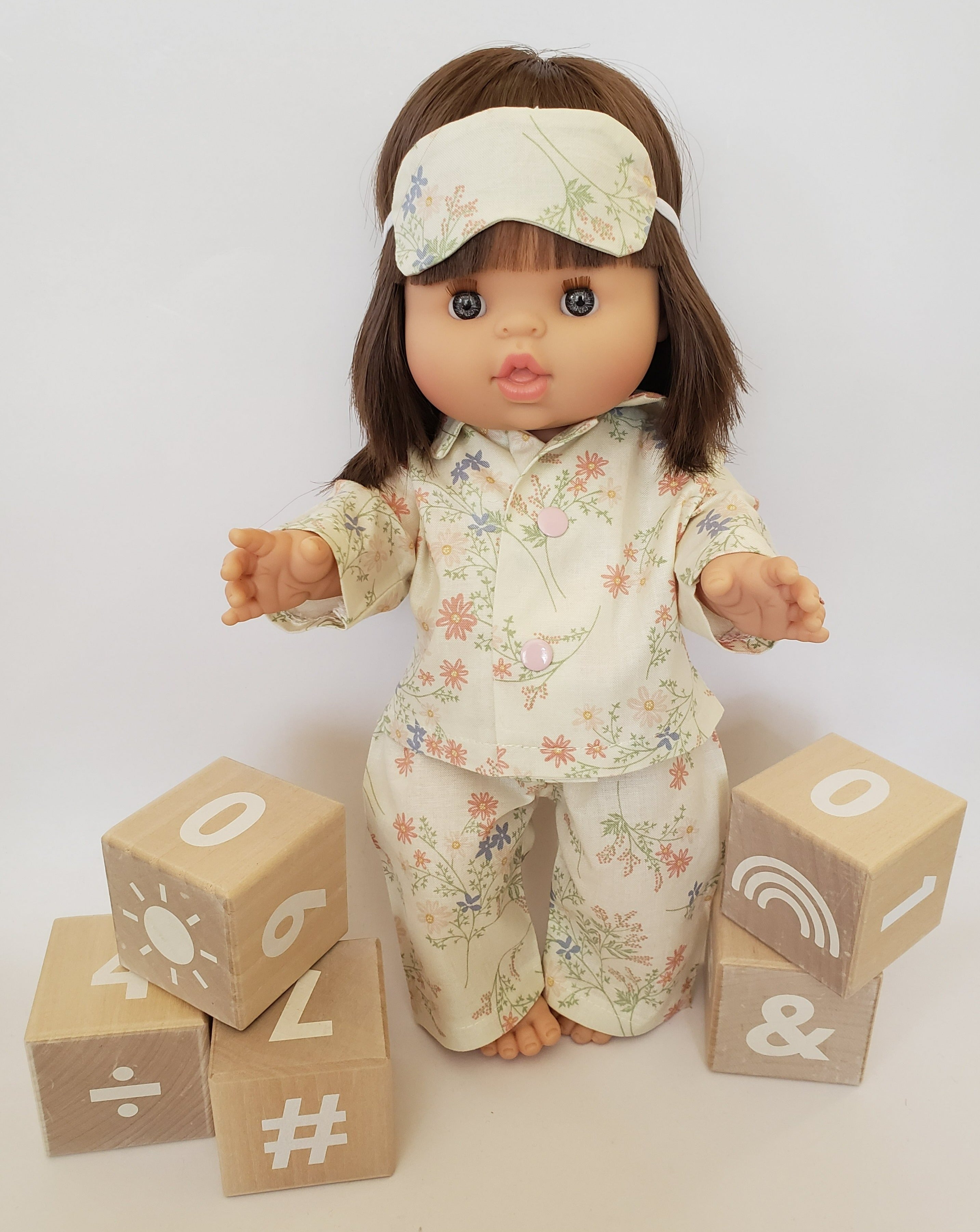 Baby Girl Doll Pajamas Doll Clothing Minikane Creamy/Flower  