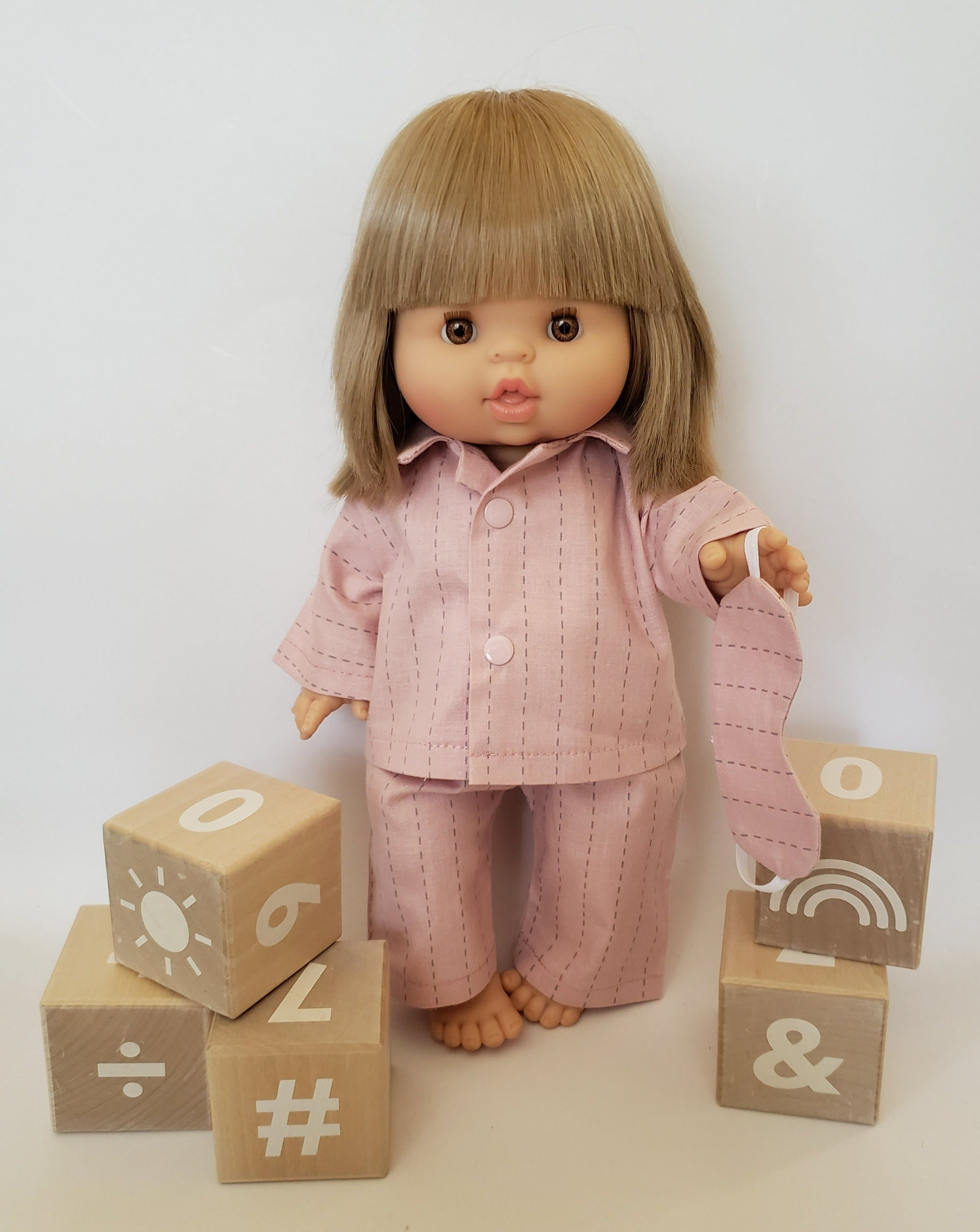 Baby Girl Doll Pajamas Doll Clothing Minikane Pink/Stripe  