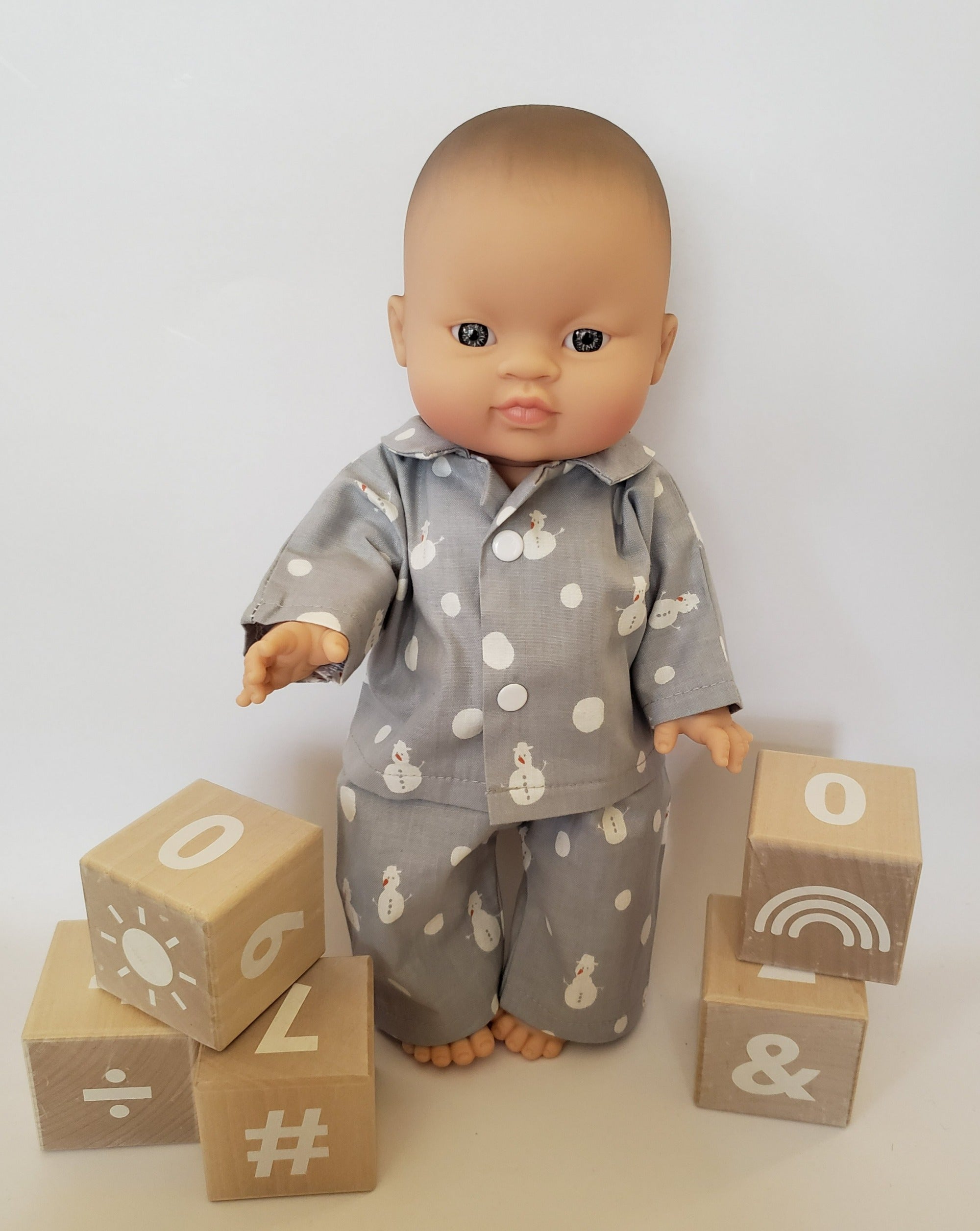 Baby Boy Doll Pajamas Doll Clothing Minikane Snowman  