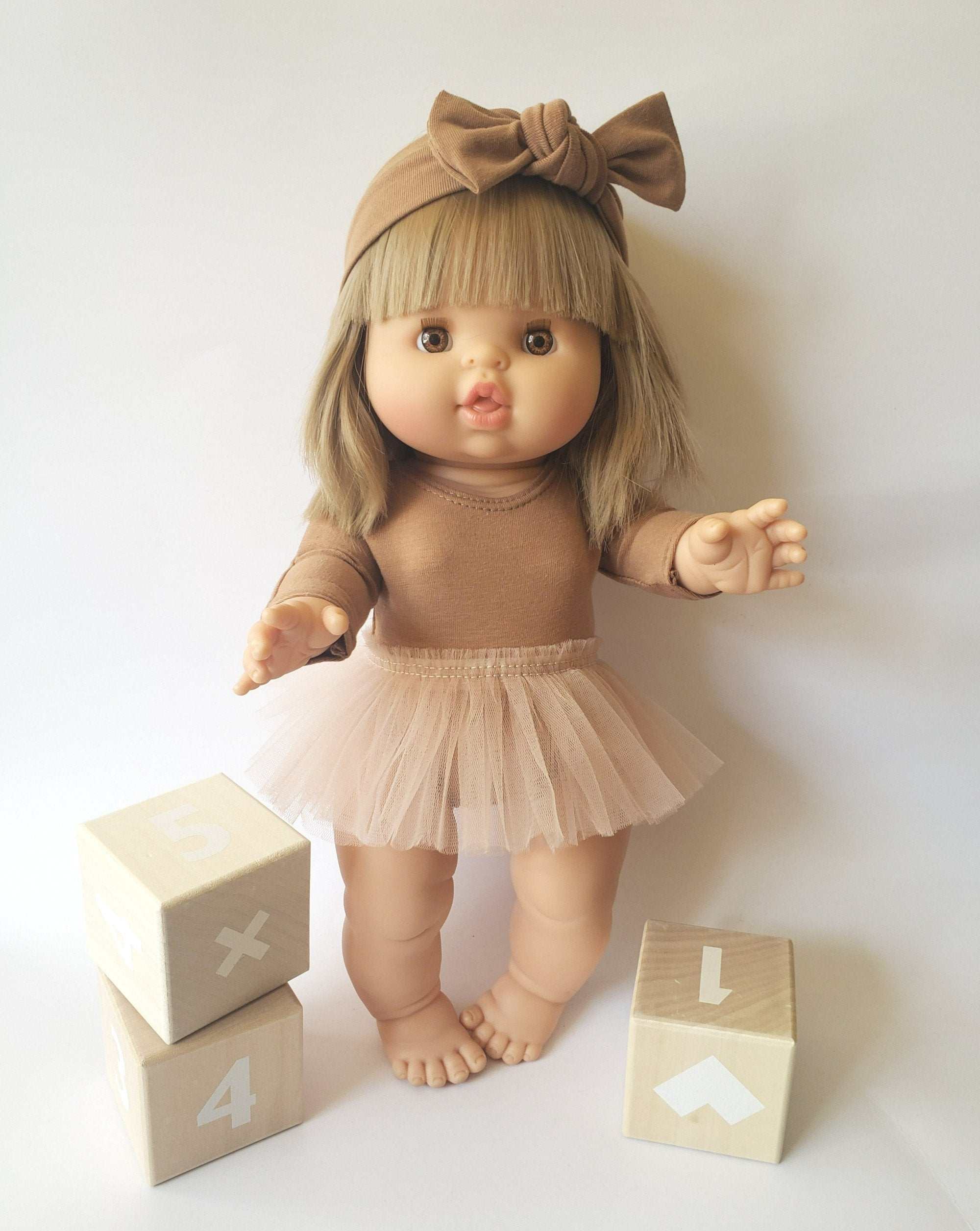 Longsleeve Bodysuit & Tutu - Mocha Doll Clothing Little Wonder & Co. Mocha  