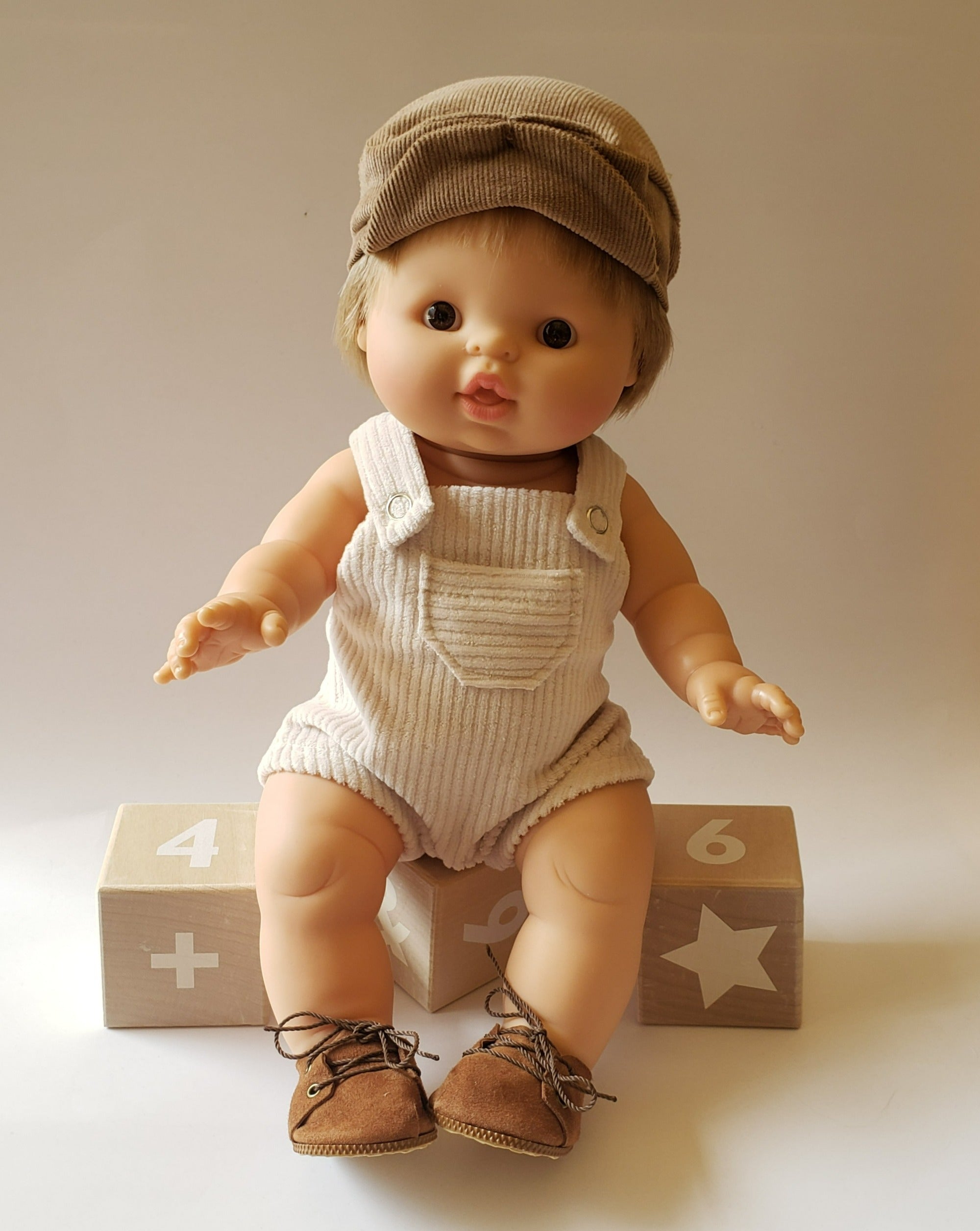 Boys Corduroy Romper Doll Clothing Little Wonder & Co. Cream  