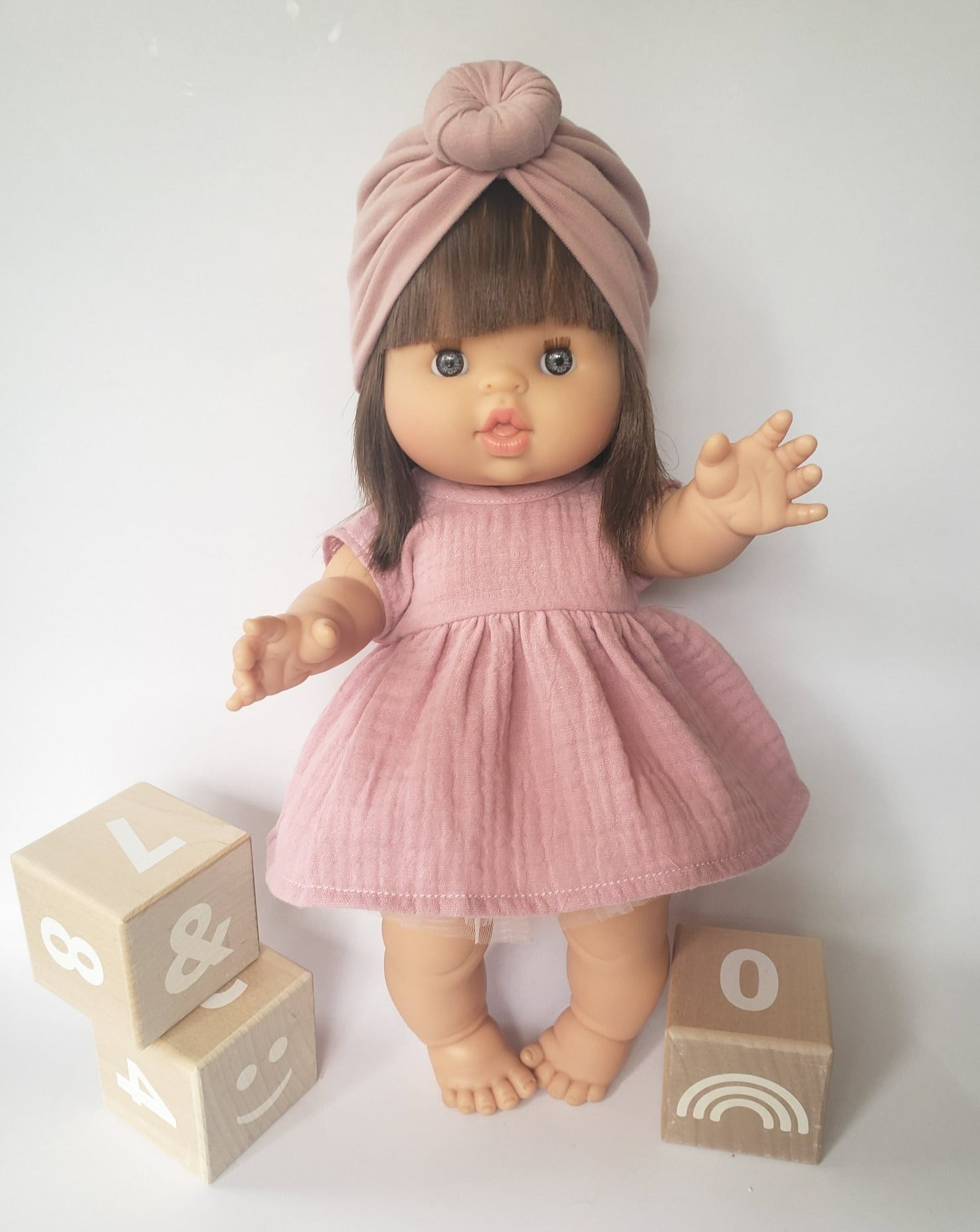 Faustine Cotton Dress short sleeve Doll Clothing Little Wonder & Co. Tea Rose  