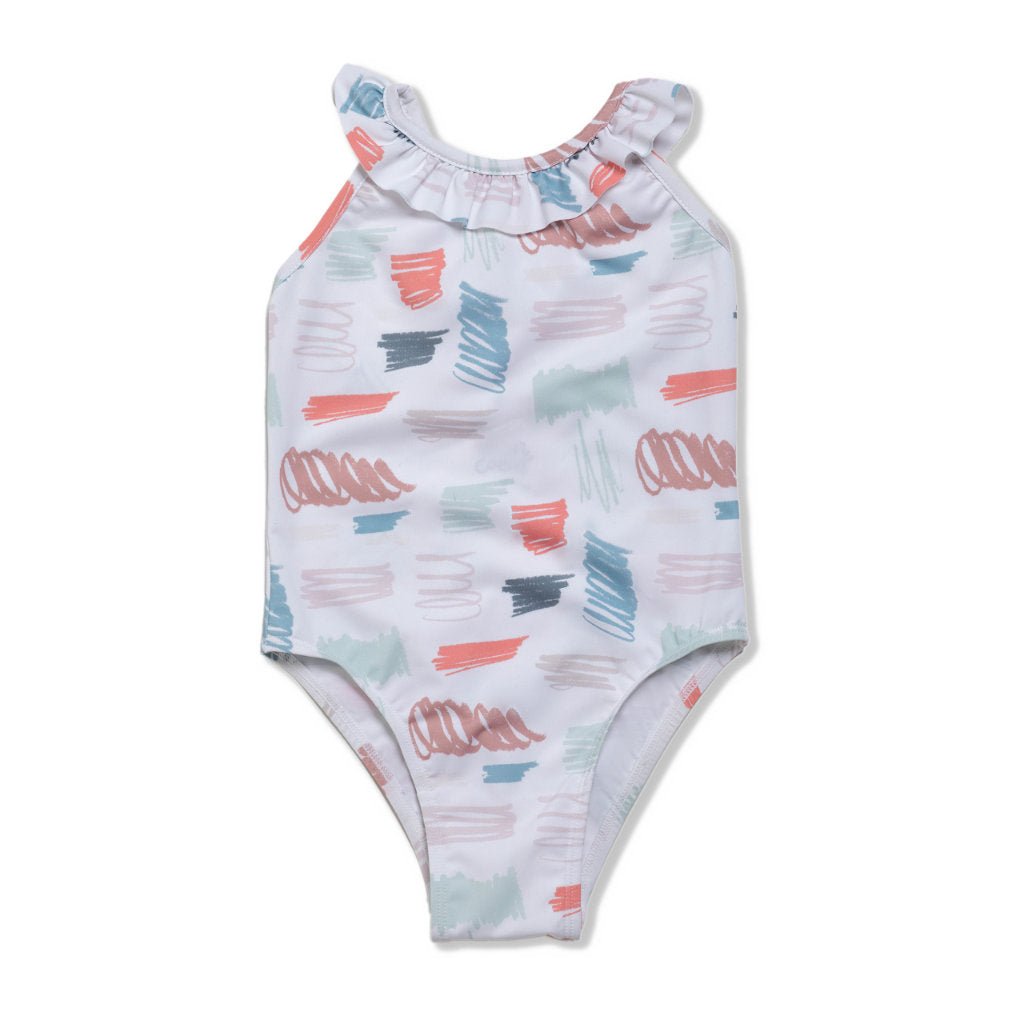 Scribble Girl Swimsuit swimwear Mon Coeur 2Y Natural / Scribble 