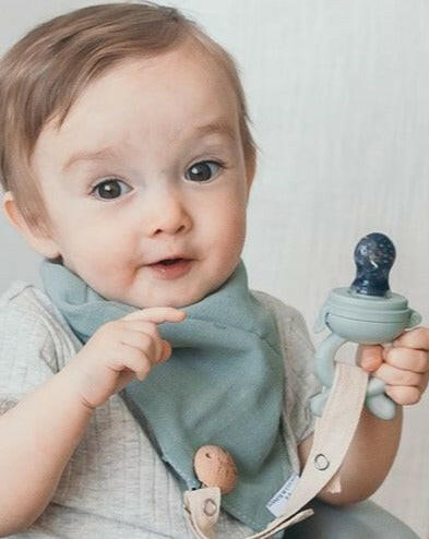 Linen Drool Bib Feeding Moss & Fawn   