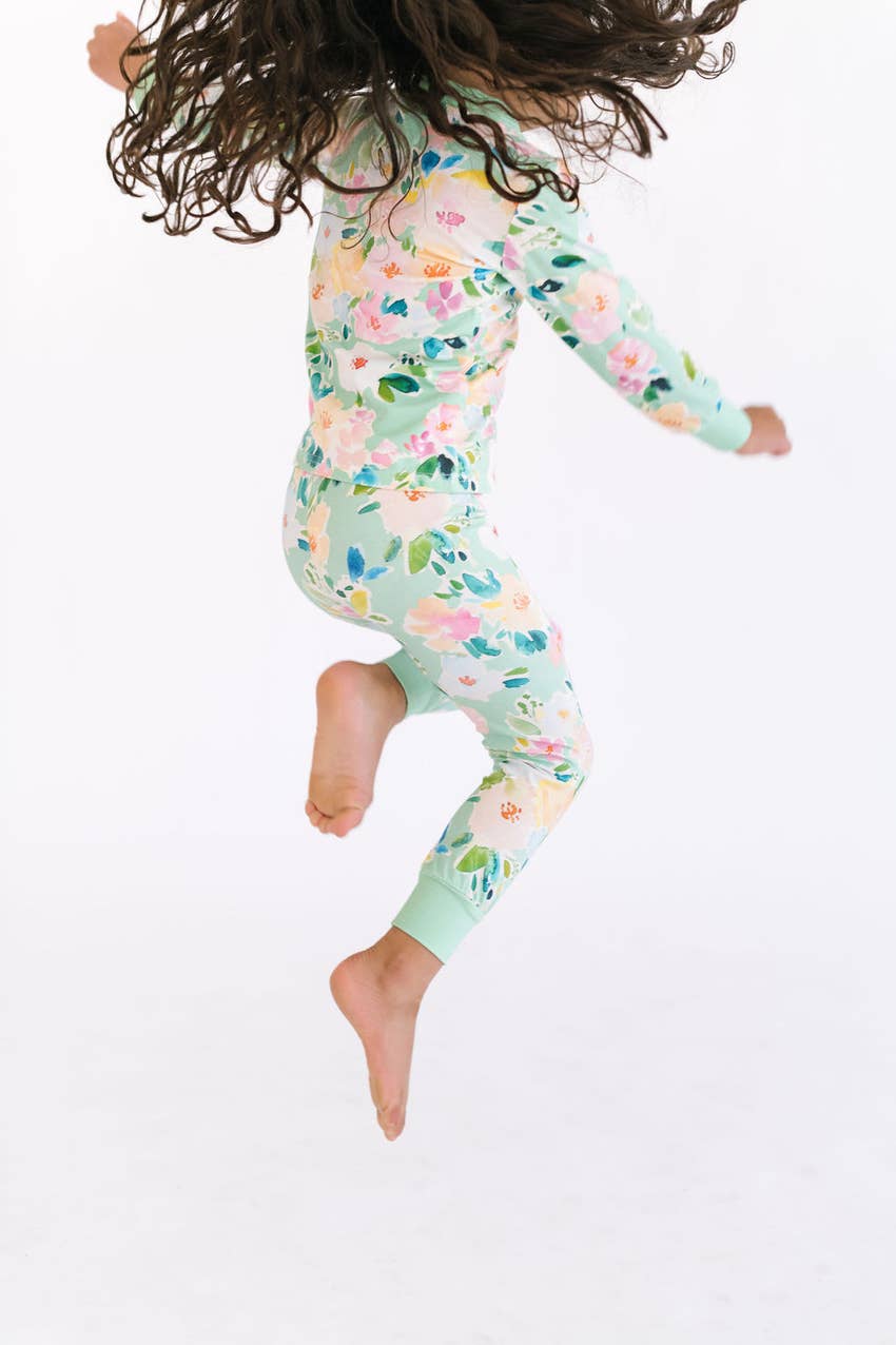 2 Piece Pajama Set in Watercolor Floral  Ollie Jay   