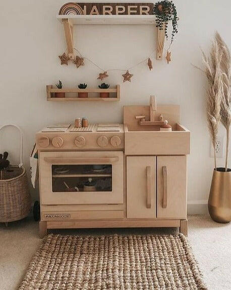 Wooden Toddler Play Kitchen-Natural Kids Toys Milton & Goose   