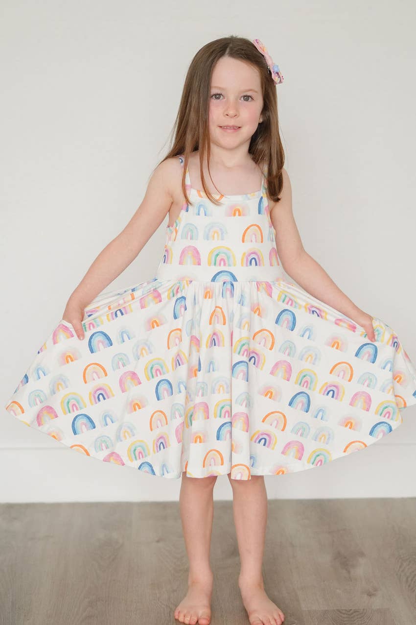 Camila Dress in Watercolor Rainbow dress Ollie Jay   