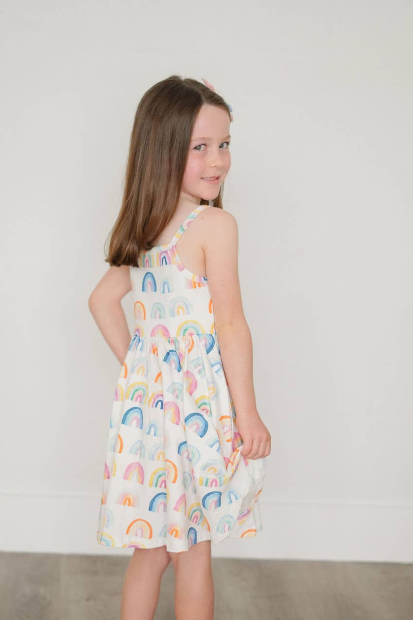 Camila Dress in Watercolor Rainbow dress Ollie Jay   