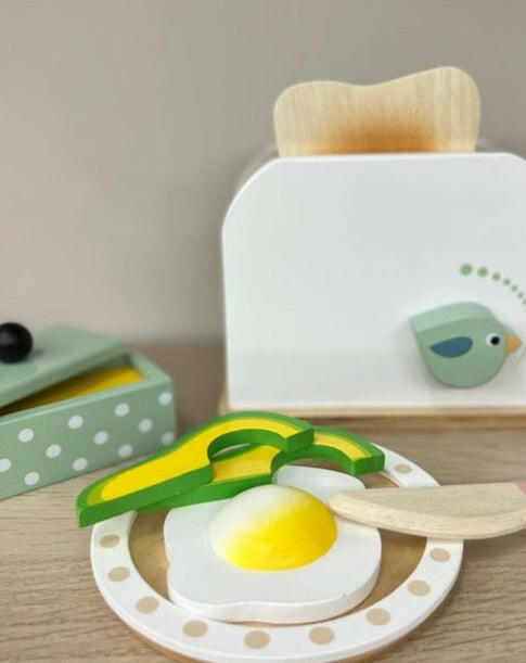 Mini Chef Breakfast Toaster Set Wooden Toys Tender Leaf   