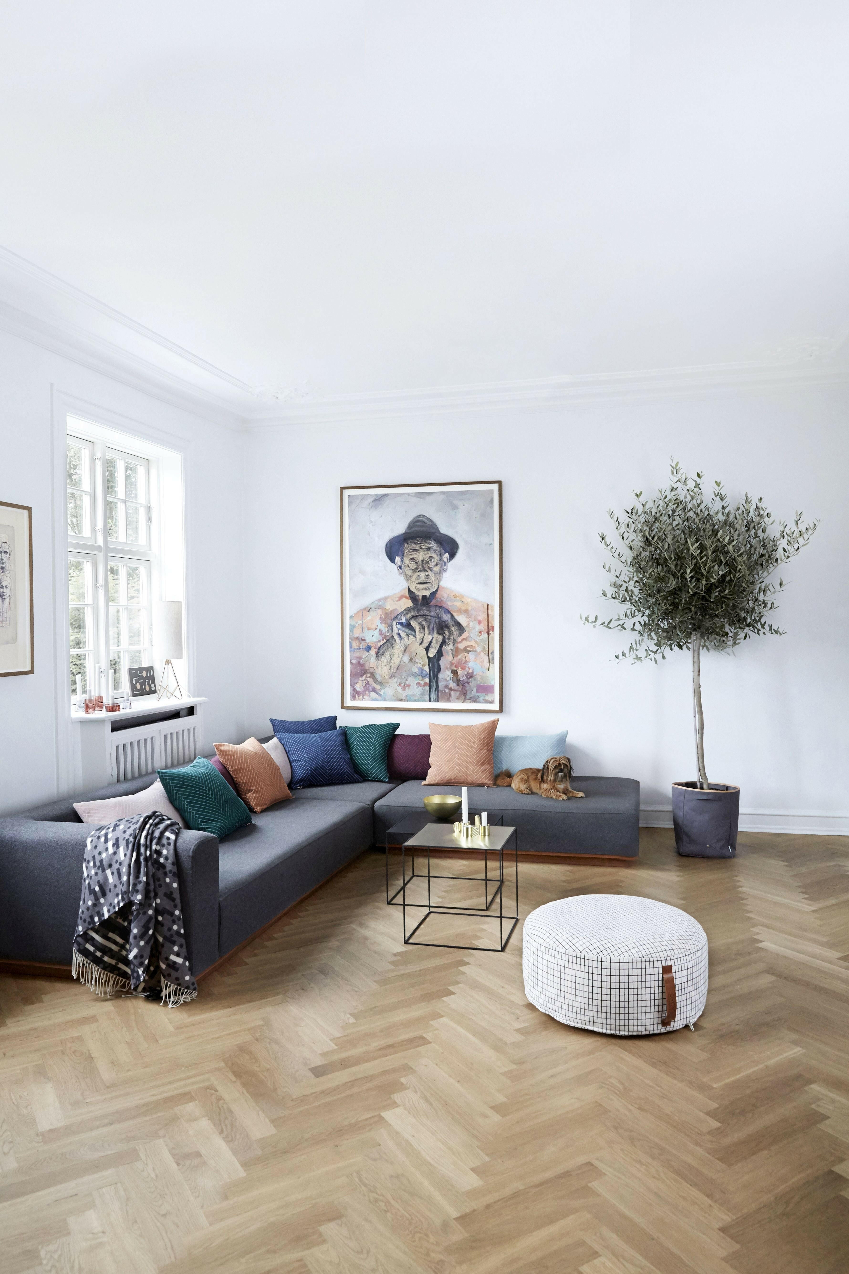 Fluffy Herringbone Pillow In Caramel  OYOY   