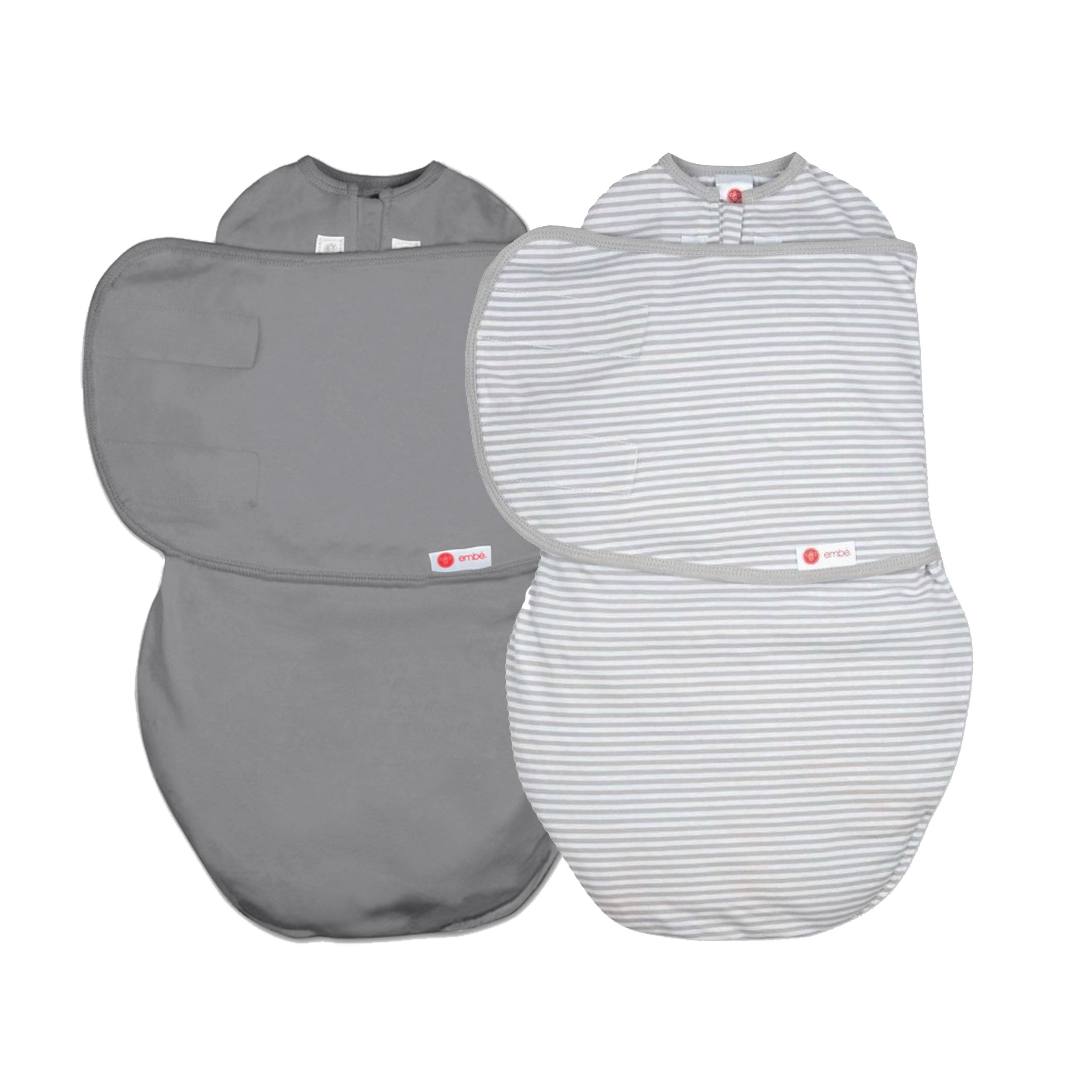 2-Pack Swaddle Wrap Bundle 100% Cotton Jersey embé® Slate - Grey Stripes  