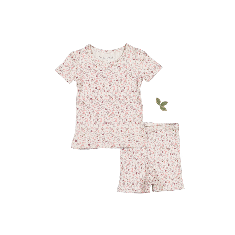 Printed Short Sleeve Tee + Short  Lovely Littles 6m Dusty Mauve Floral 