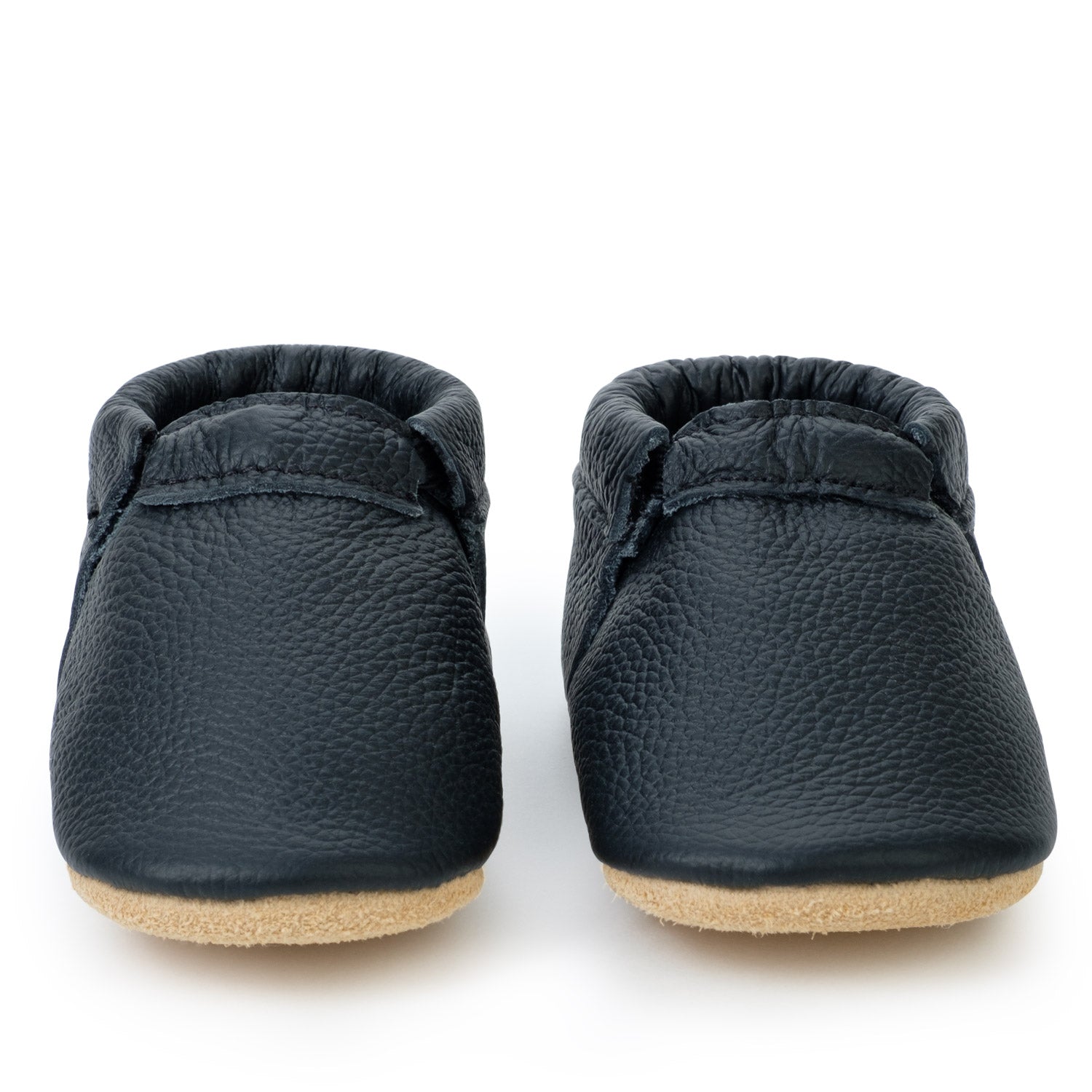 Black and Tan Fringeless Moccasins Fringeless Moccasins BirdRock Baby   