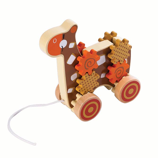 Giraffe Gear Pull Toy  Birchwood Trading   