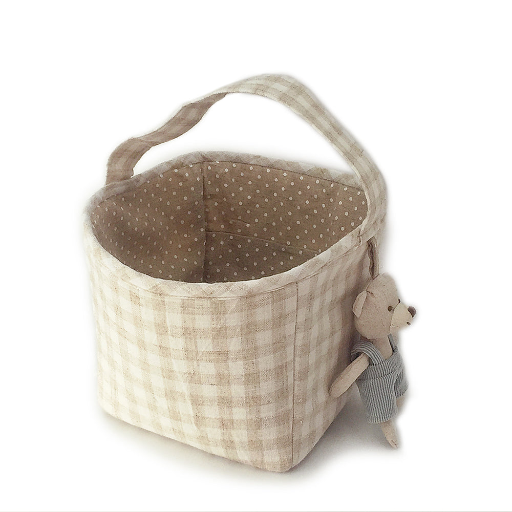 Tan Fabric Basket / Storage Caddy Storage Bin MON AMI   